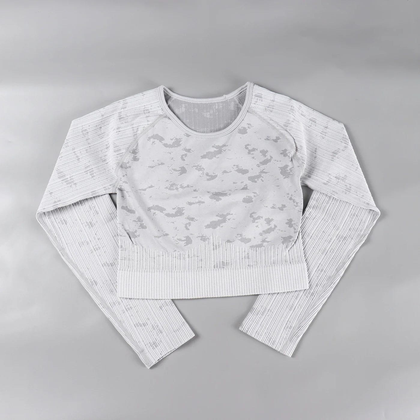 Rid Seamless Yoga Set Women 2pcs Two Piece Long Sleeve Crop Top T-Shirt Leggings Outfit Clothes Gym Wear Fitness Suit Sport Sets Upgrade Gray Shirts