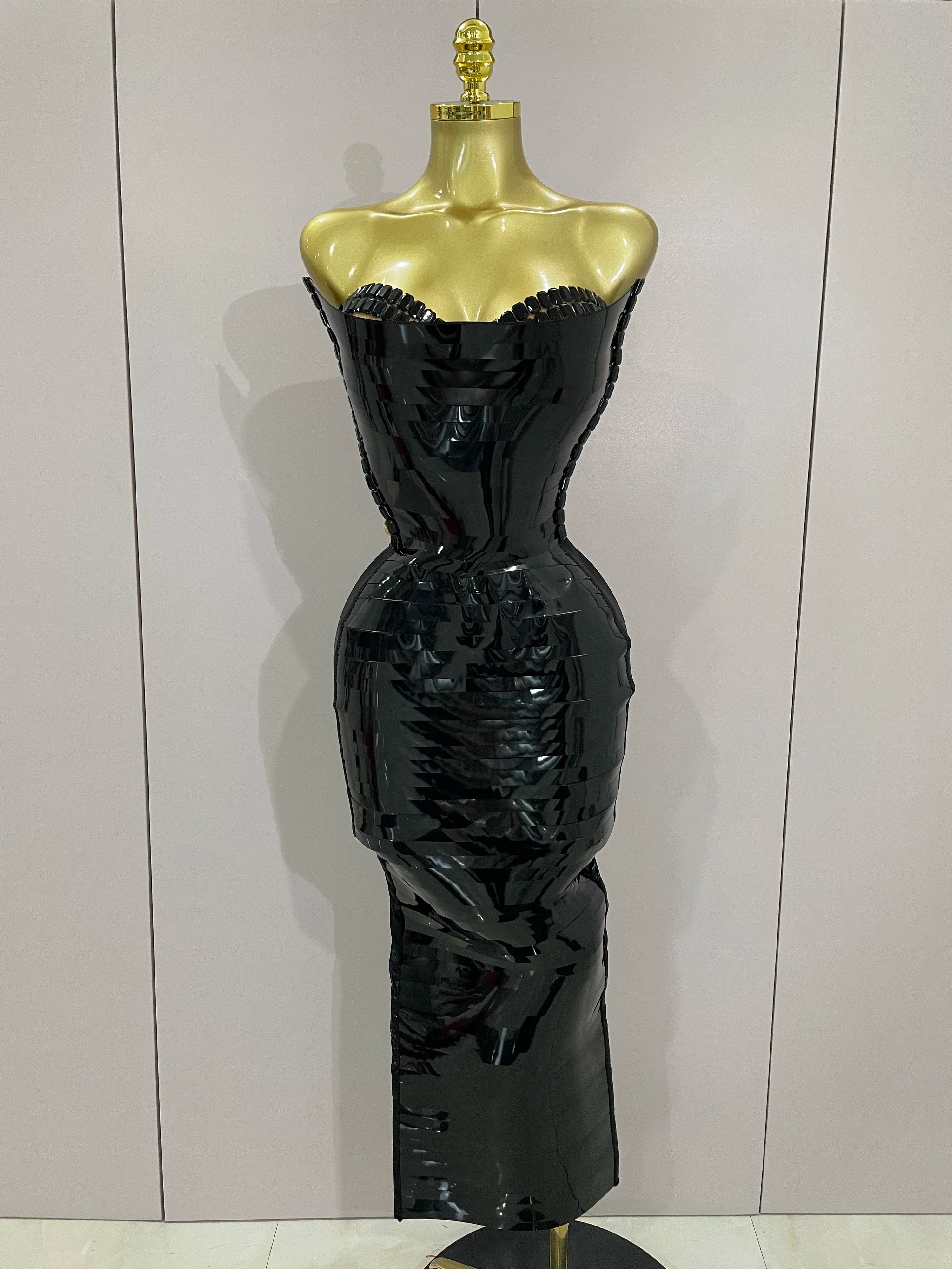 Black Shiny Sequin Sexy Chest Wrapped Dress 2025 New Women Fashion Eveing Celebrate Birthday Party Stage Costume black