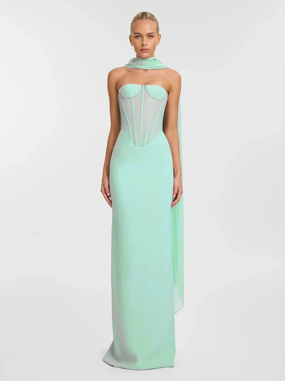 2025 Elegant Strapless Scarf Tight Long Dress For Women'S Sexy Backless Sleeveless Vestidos Celebrity Evening Party Gowns