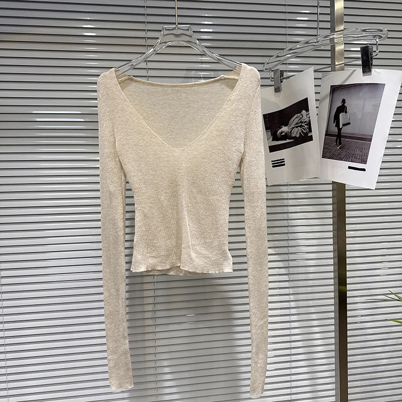 Winter New Fashion V-Neck Slim Fit Knitted Sweater For Women Sequin Tassel A-line Short Skirts Female 11A07731 only top