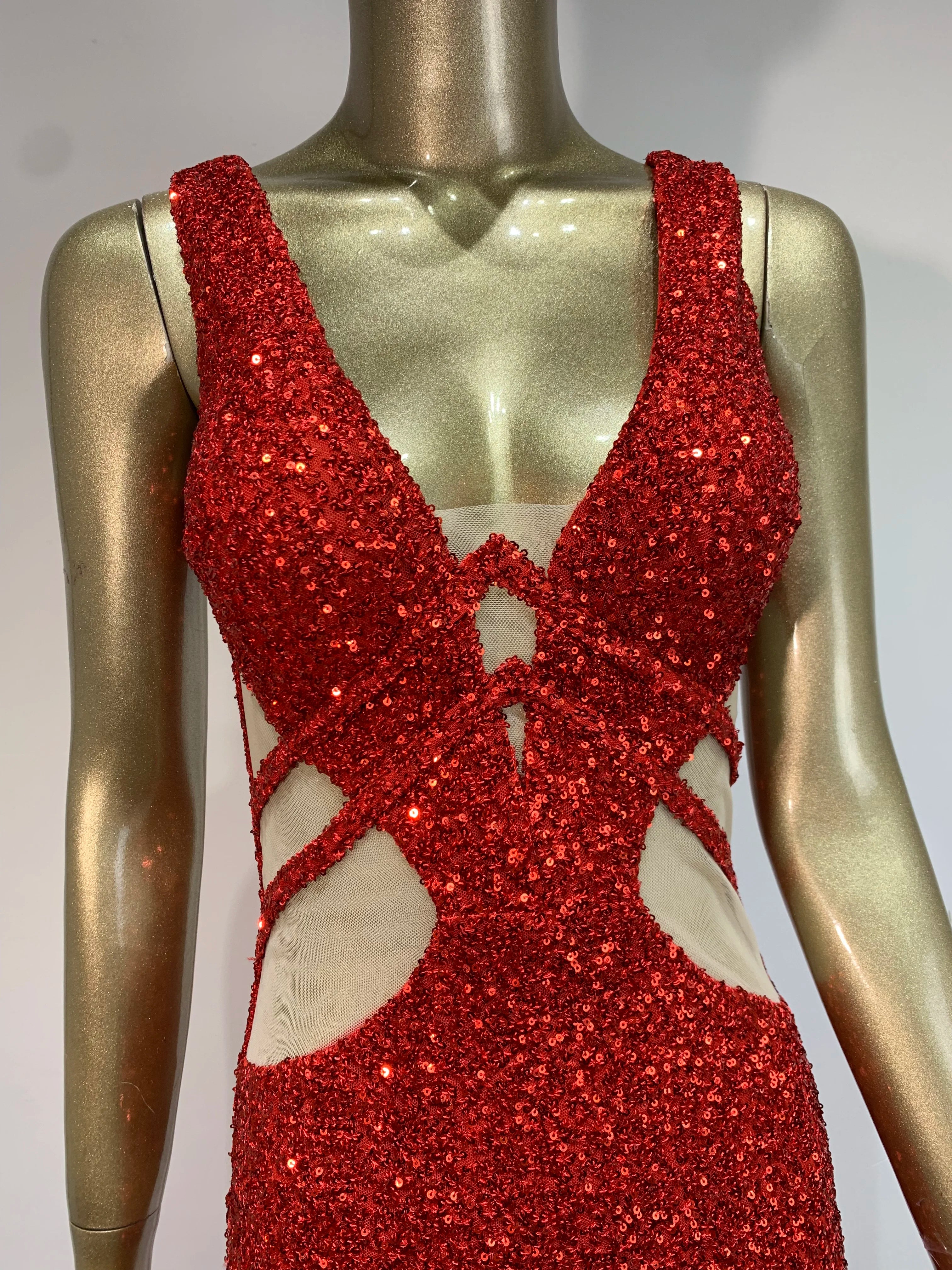 Women Luxury Sexy V Neck Cut Out Red Sequins Maxi Long Gowns Dress 2024 Elegant Evening Party Club Dress Vestido