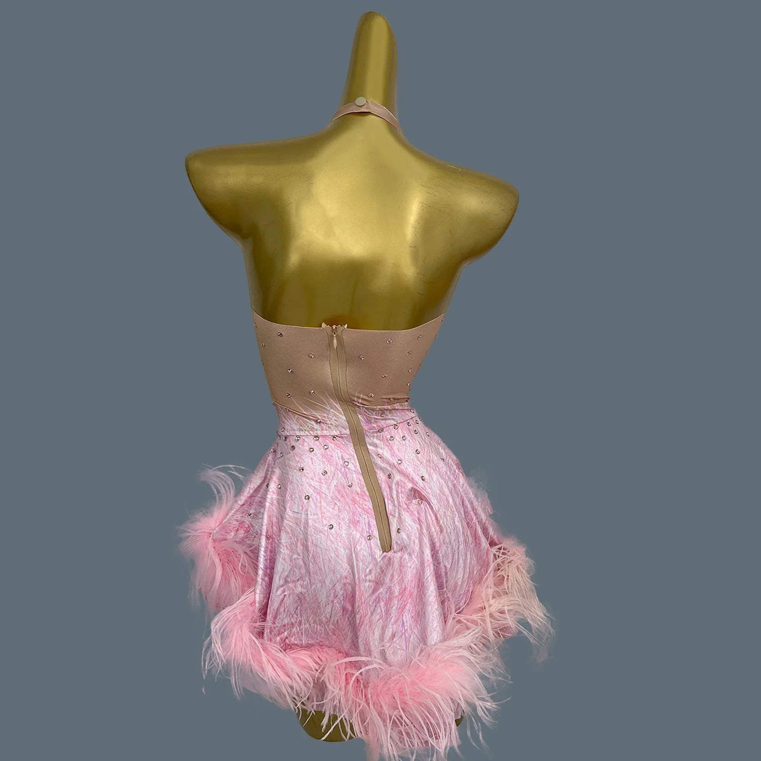 Sparkly Showgirl Stage Performance Sexy Ultra Short Dress Sexy Women Night Party Mini Dress Spandex Feather Dresses Huolieniao