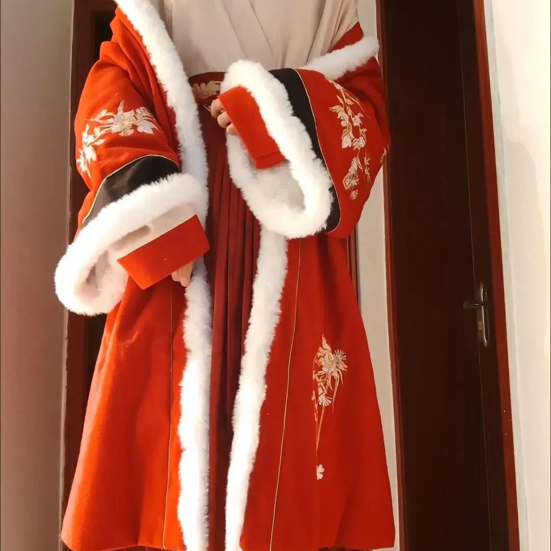 Winter Original Song Dynasty 2024 Hanfu Woolen Sweater Thickened Double-breasted Long Jacket Women Longuette for Girls and Women