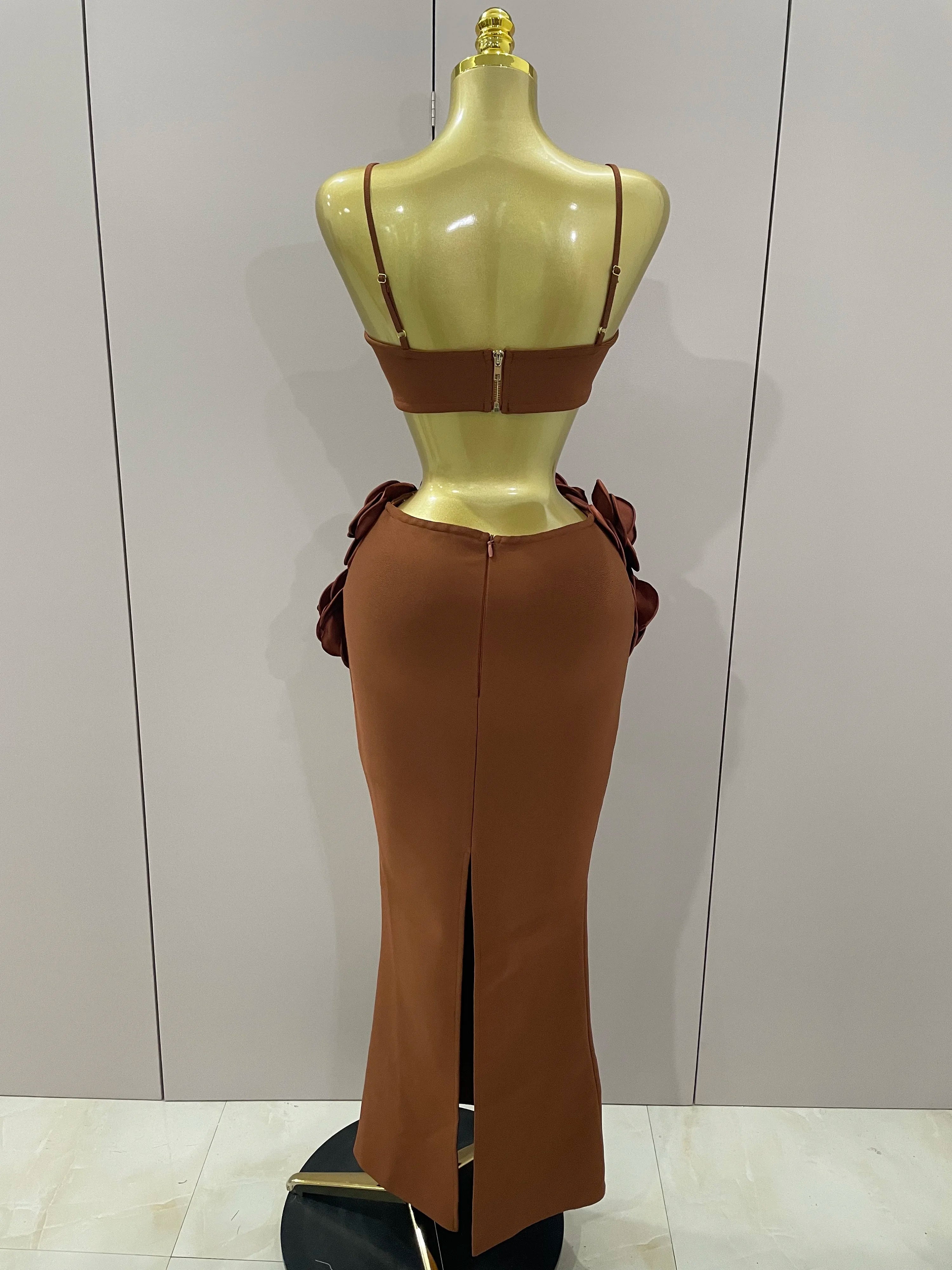 Sexy Camisole Floral Bandage Long Skirts 2-Piece Set 2025 Women Celebrity Elegant Party Cocktail Prom Gown Nightclub Outfit