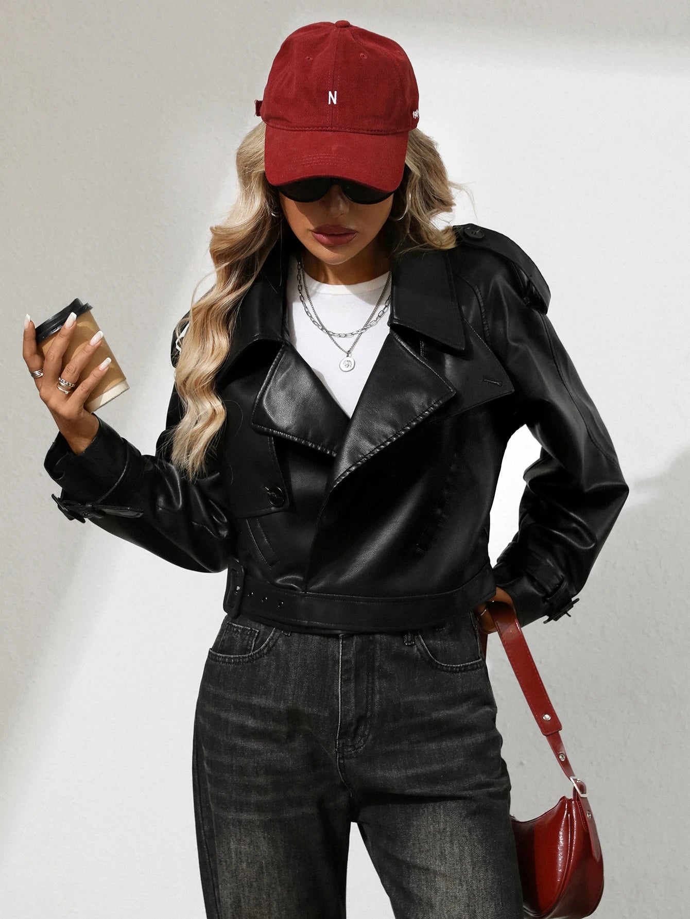 Fitaylor Women Faux Leather Jacket Lady Lapel Motorcycle Leather Outwear Casual Light Green Coat