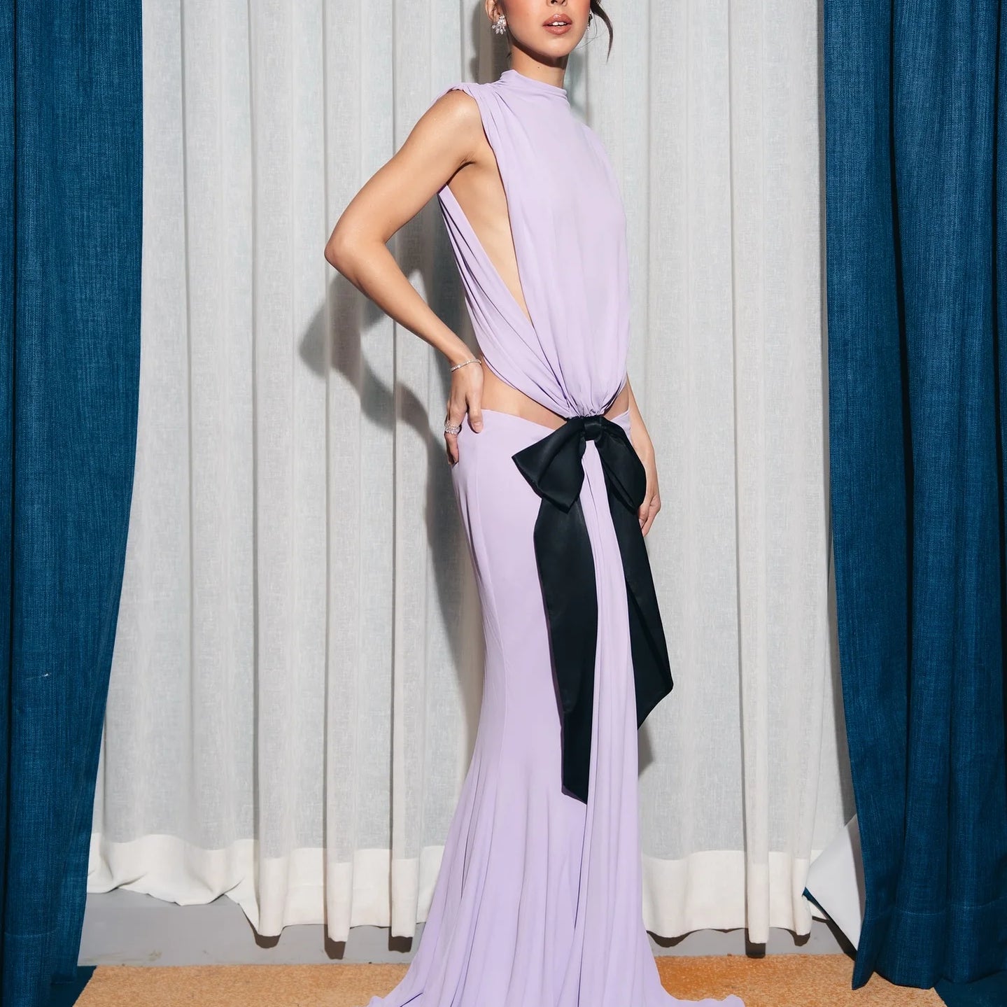 White Purple Women Sleeveless O-Neck Hollow Out Waist Bodycon Floor-length Gown Dress Elegant Evening Party Cocktail Outfit