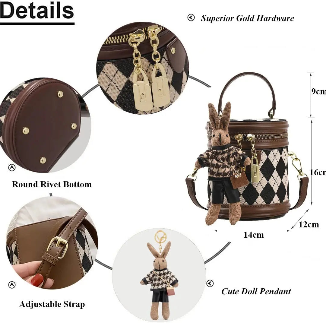 Women's Bag for Women Fashion Luxury Designer Zipper Small Handbags For Women Leather Bucket Shoulder Bag 2023 New Trend Pendant