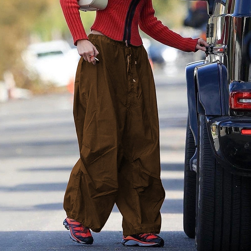 Pantalon Cargo Y2K pour femme, Baggy, Streetwear d'automne, surdimensionné, style féerique, Vintage, décontracté, ample, survêtement 