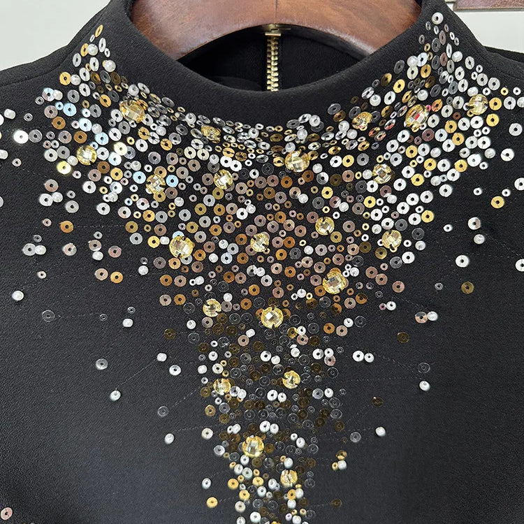 New Autumn Women Shinning Rhinestones Long Sleeve Sexy 2 Pieces Long Set Elegant Evening Party Runway Red Carpet Women's Set