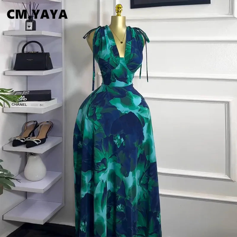 Women Tie Dye Printed Sleeveless Big Swing Maxi Long Dress 2025 Summer Holiday Birthday Sexy Club Party Evening Dresses