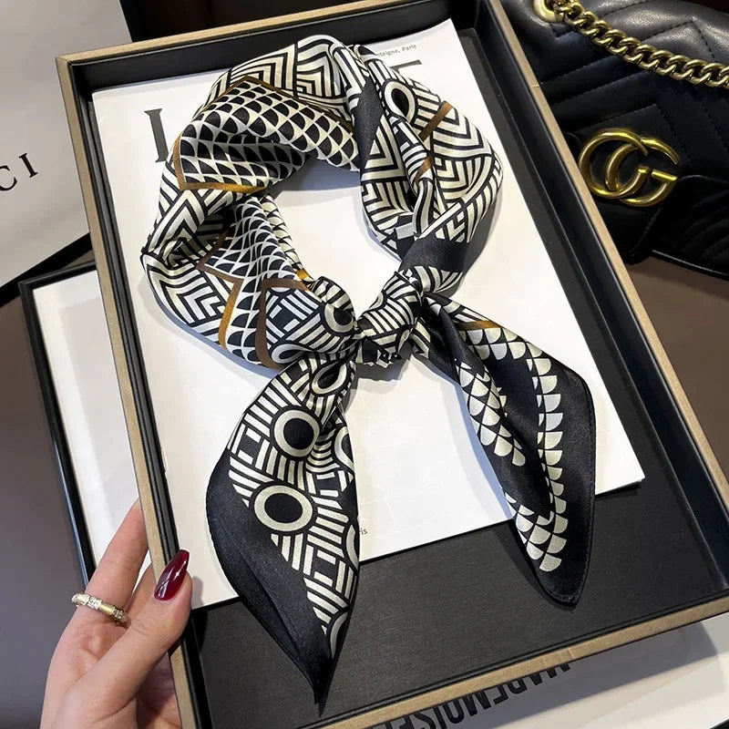 Square 100% Real Silk Scarf Women Bufanda Shawls Wraps for Lady Neckerchief Natural Foulard Femme Bandana Scarves Pashmina 2023 18318 68x68cm