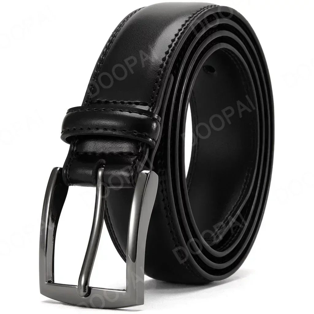 Men Belts Genuine Leather LONG Large Pin Buckle Metal Automatic Buckle Male Belts Strap Male 35ZK149-BK