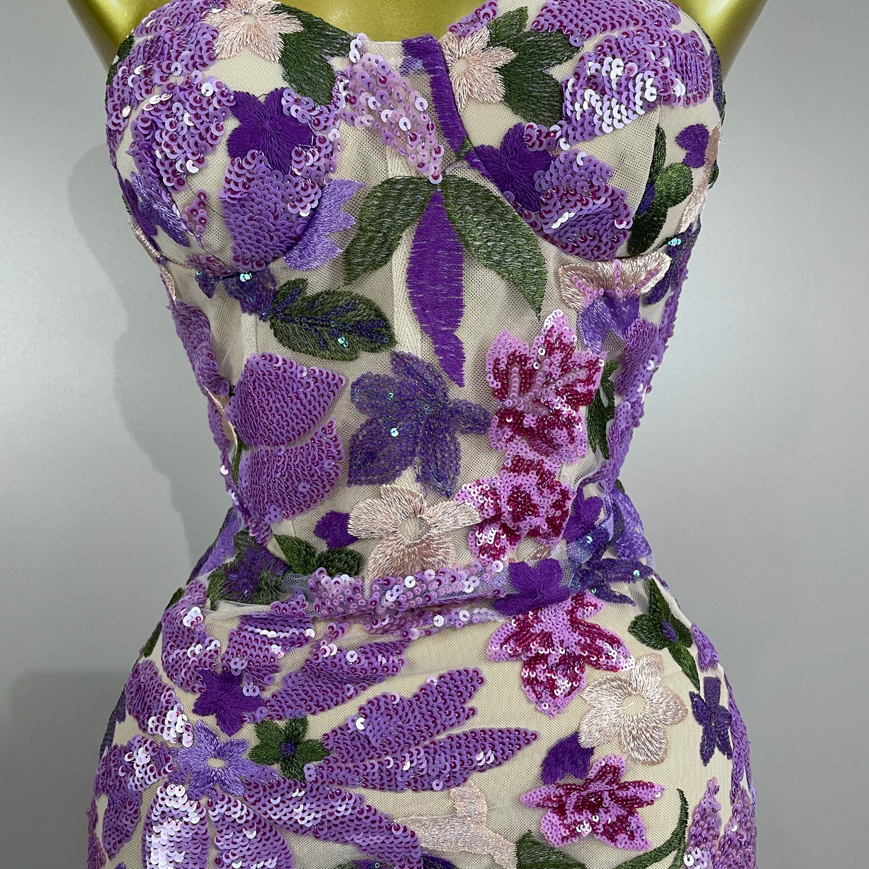 2025 New Sexy Strapless Floral Sequin Long Dress Women Sequins Flower Backless Long Slim Dress Evening Party Runway Gown Dress