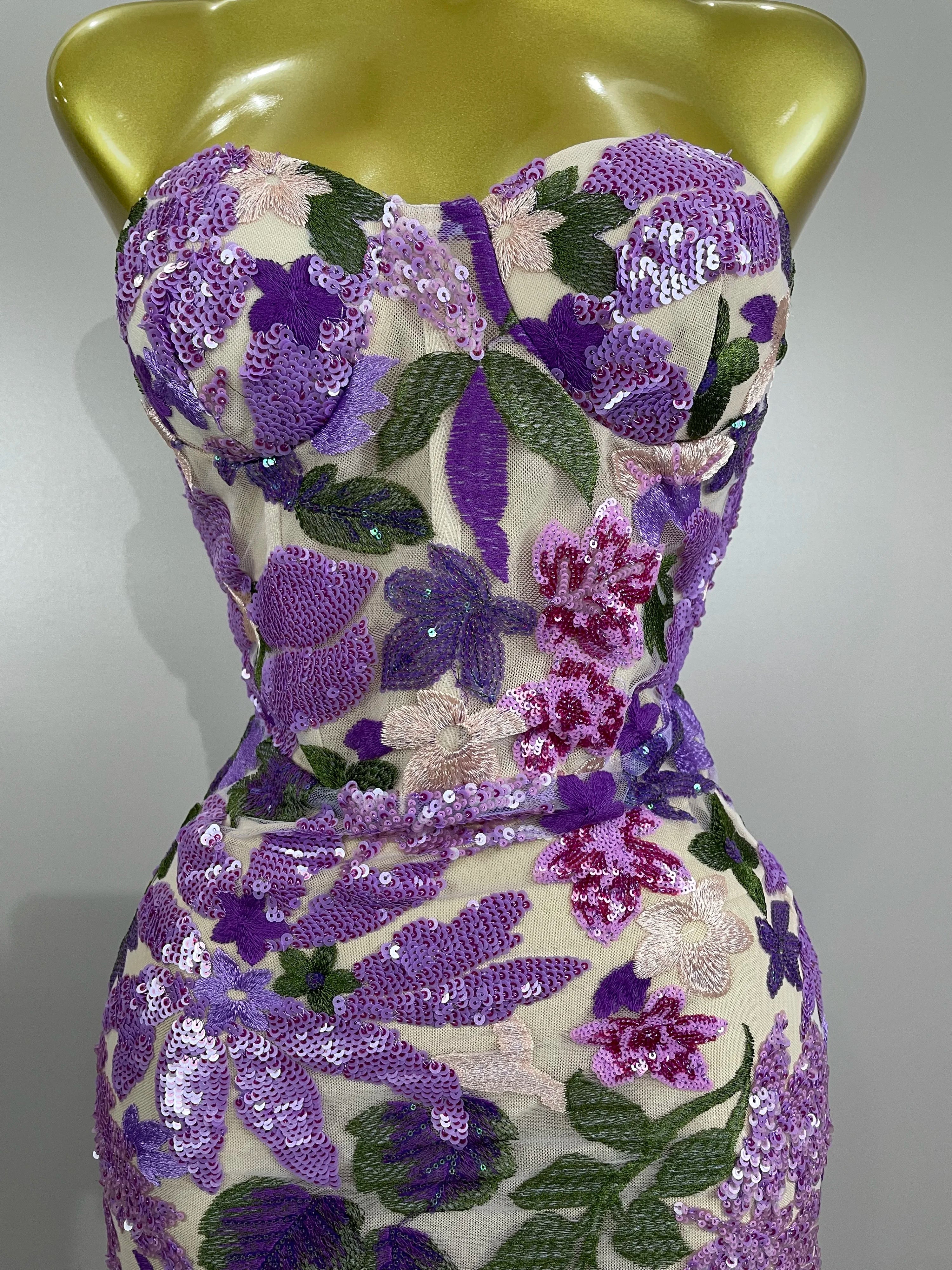 2025 New Sexy Strapless Floral Sequin Long Dress Women Sequins Flower Backless Long Slim Dress Evening Party Runway Gown Dress