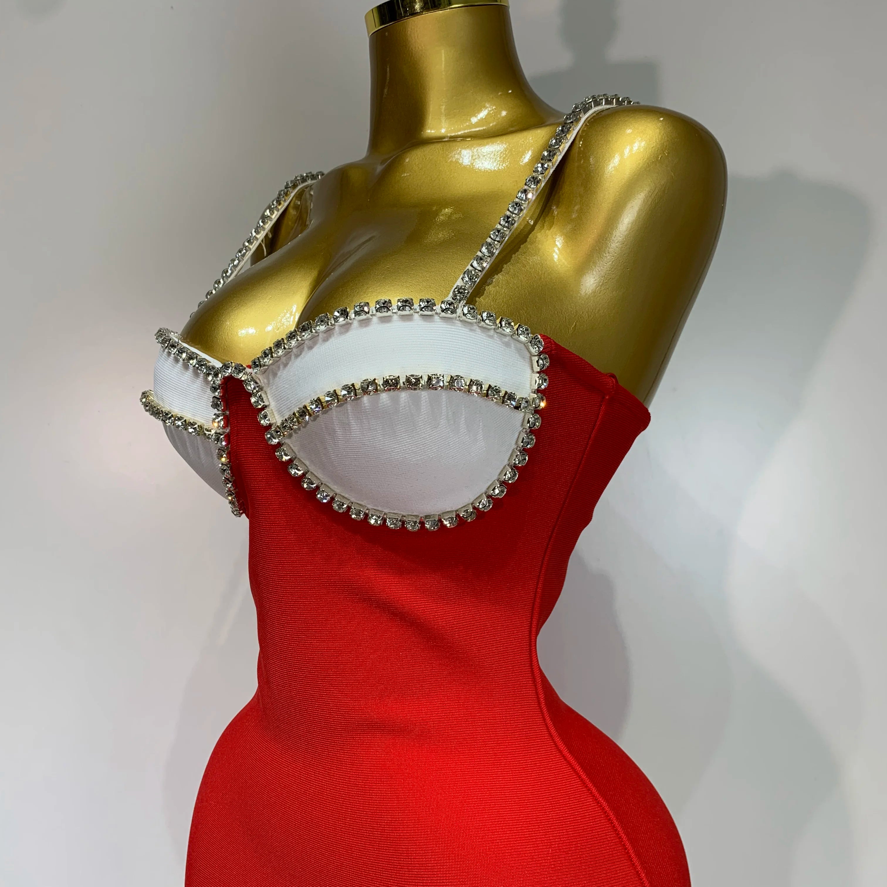 Women Sexy Backless Diamonds Red Maxi Long Bodycon Bandage Dress 2025 Celebrity Elegant Evening Club Luxury Birthday Party Dress