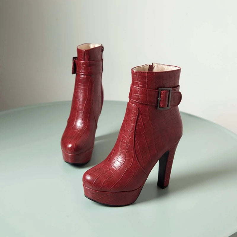 SIMLOVEYO 2021 Yellow Blue Platform Thick High Heeled Sexy Lady Shoes Big Foot Women Ankle Boots Big Size 33-50 JIU HONG SE