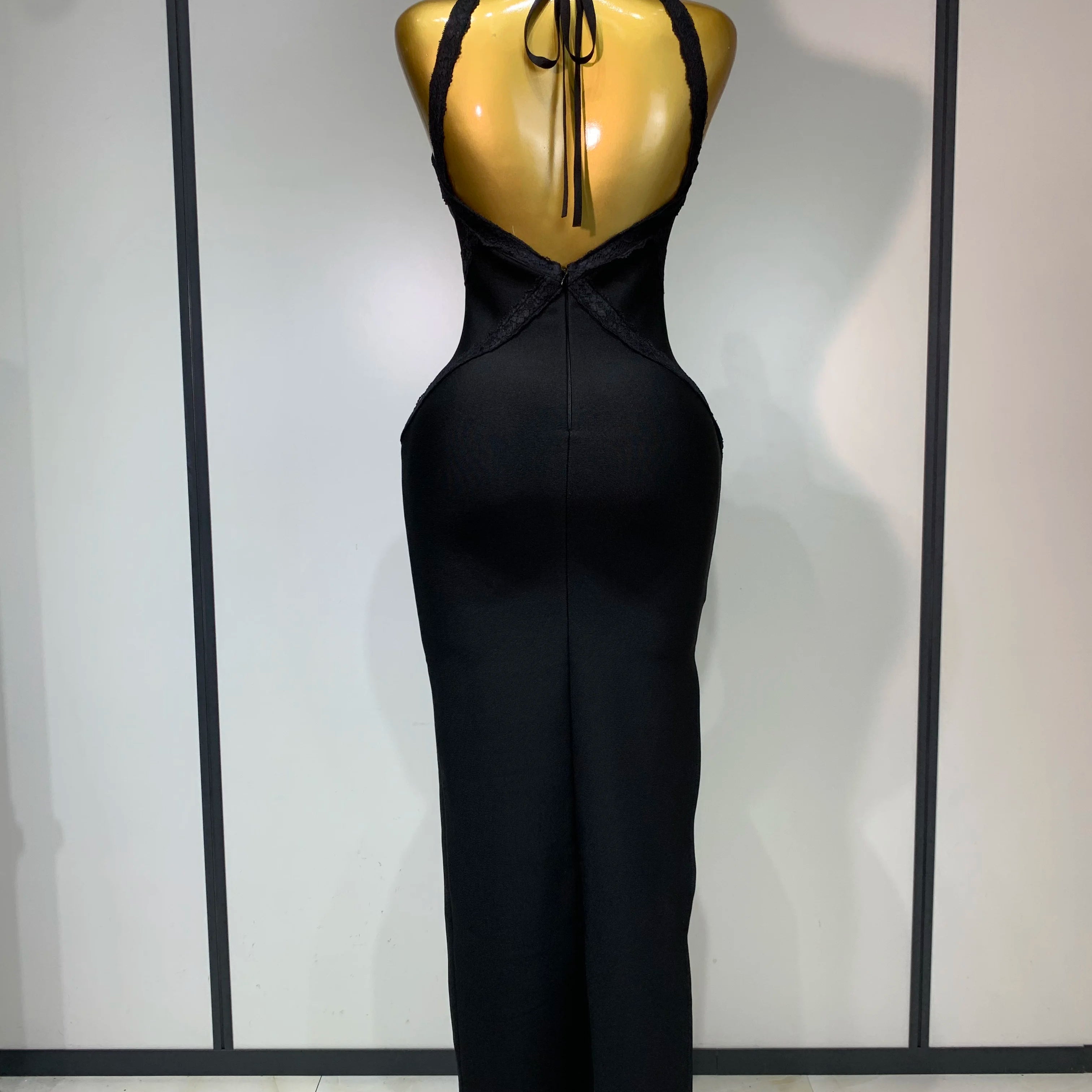 Sexy V Neck Black Lace Prom Dress Sleeveless Evening Party Gown Celebrity Elegant Luxury Birthday Club Dresses