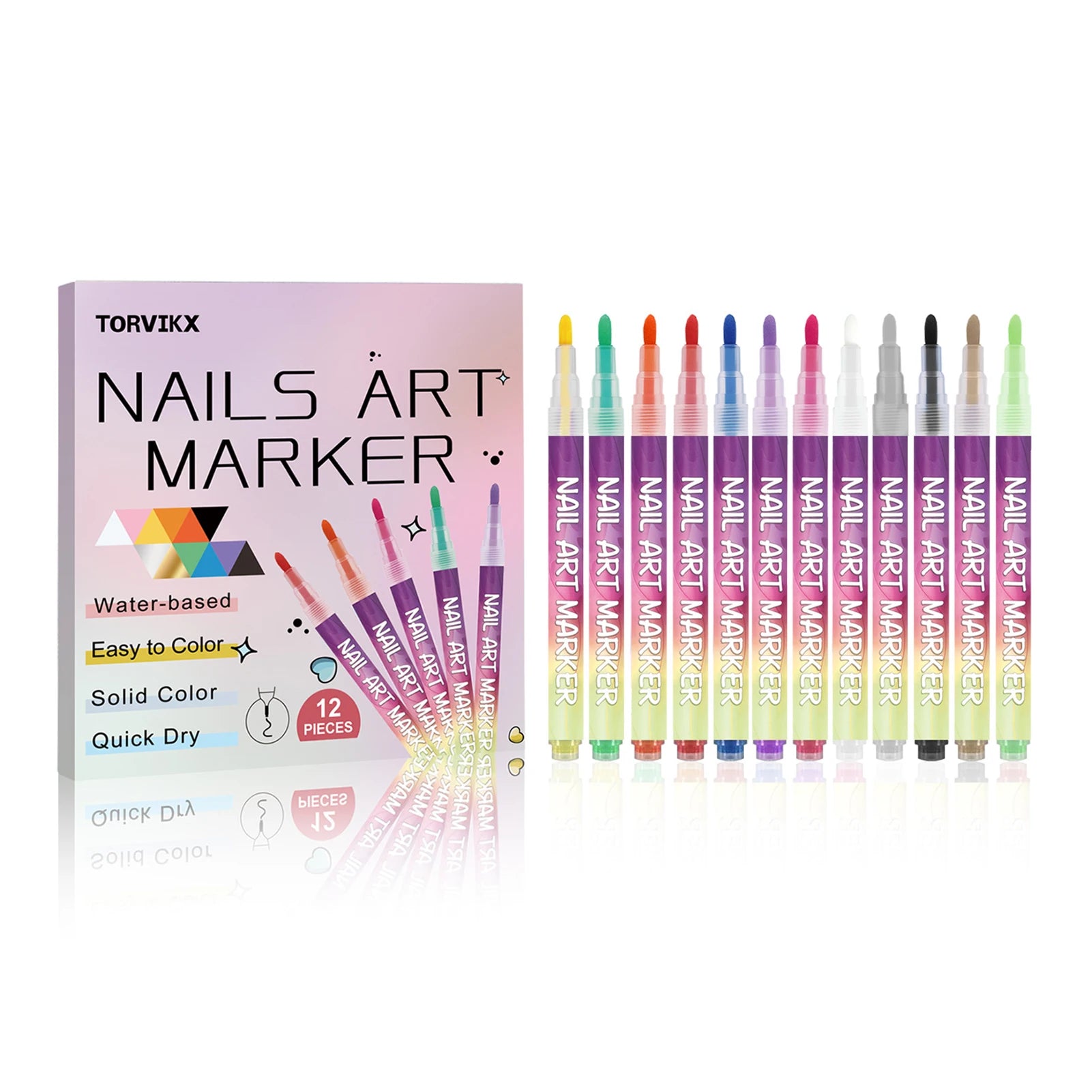 12Pcs Nail Art Pen Waterproof and Quick Drying Artistic Graffiti DIY Beauty Nail Tools Nail Art Graffiti Pen for Christmas Party Y1