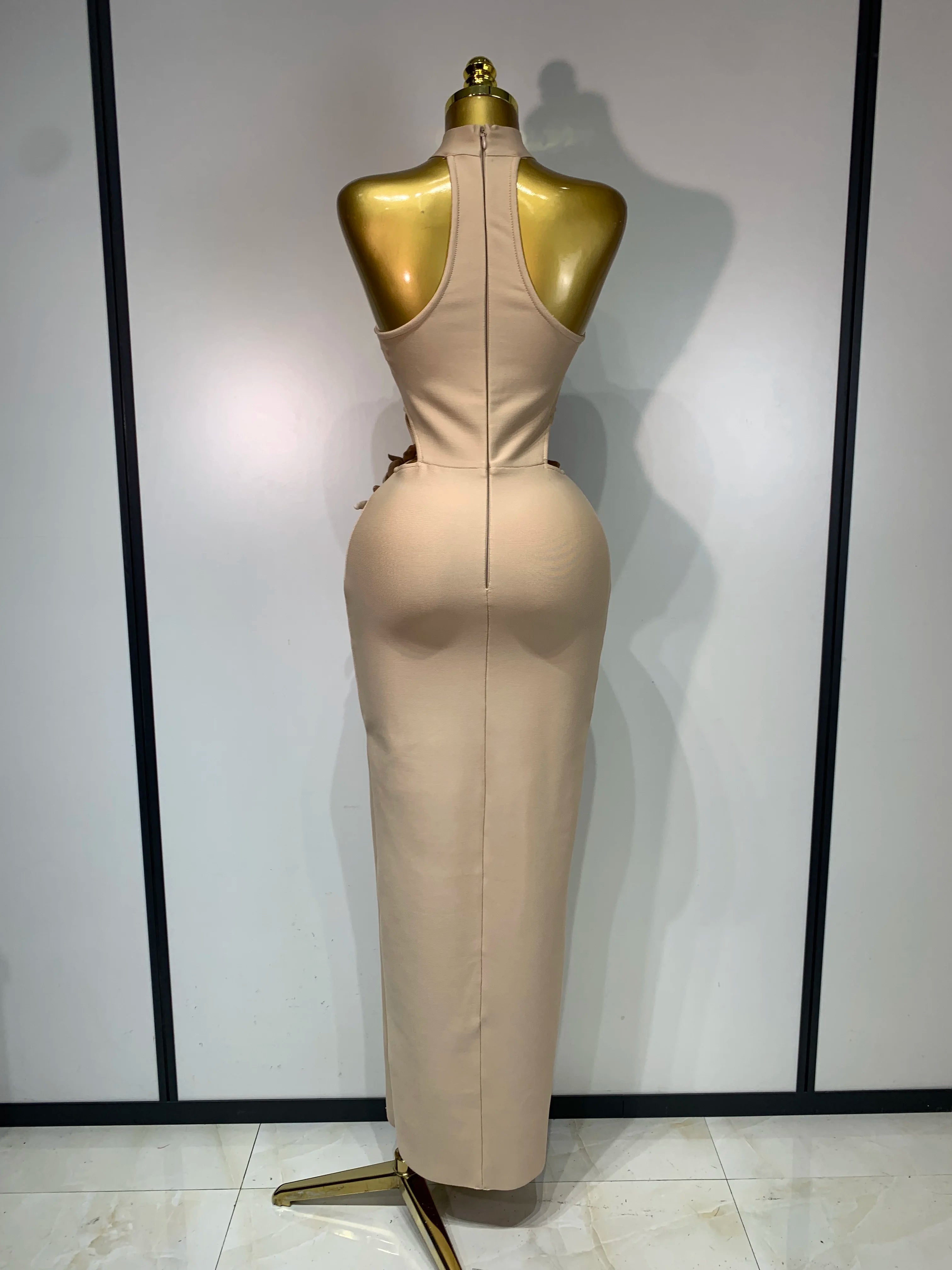 Women Sexy Sleeveless Flower Hollow Out Evening Party Bandage Dresses Red Knitted Bodycon Birthday Wedding Guest Clothing