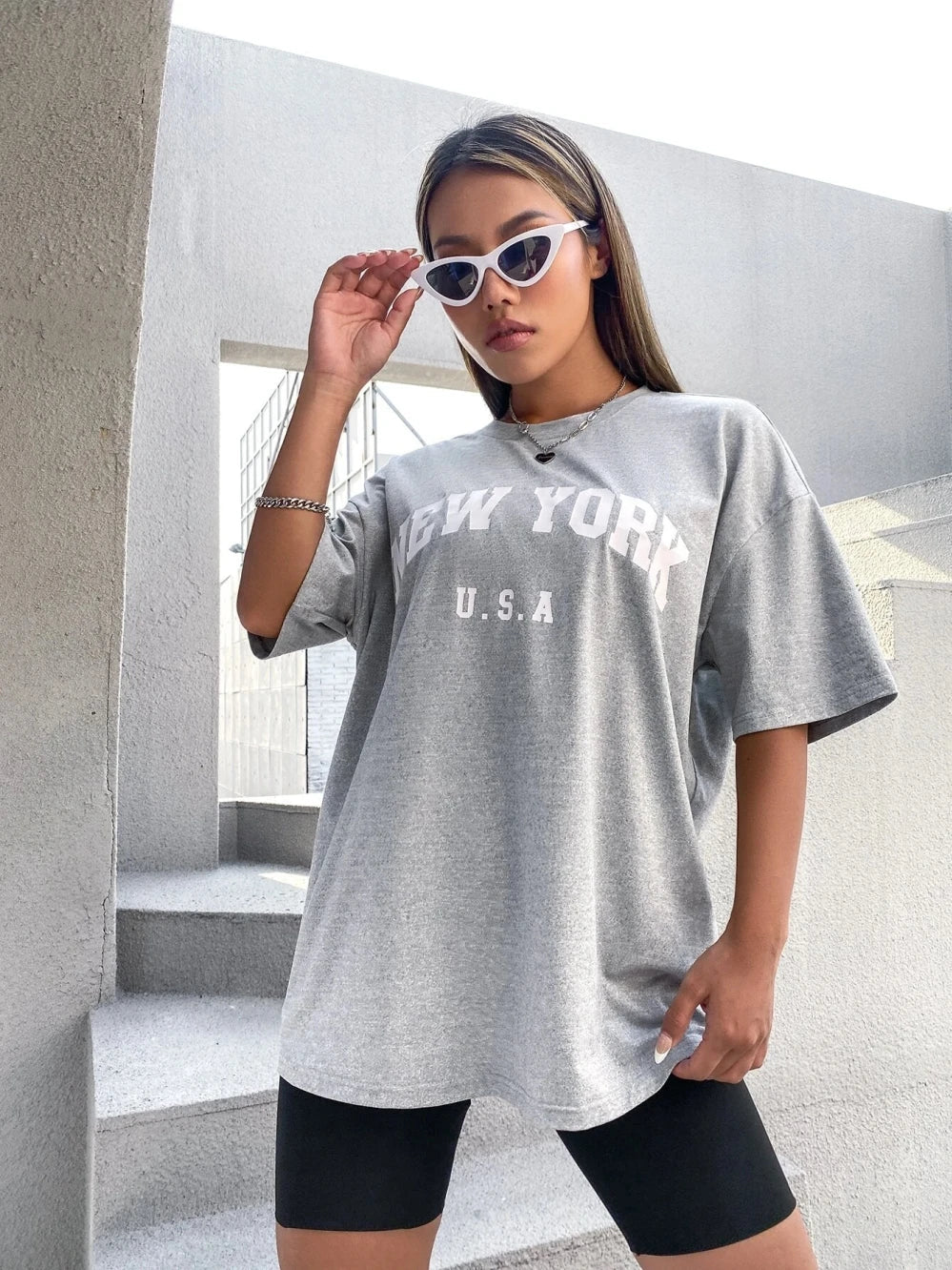 U.S.A New York USA City Street Printed Women T Shirts Breathable Summer T-Shirt Fashion Tees Clothing O-Neck Short Sleeve