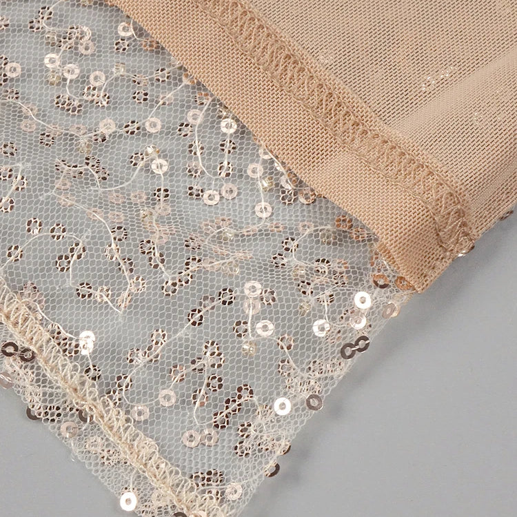 Nude Crystal Tassels Maxi Long Dress Strapless See Through Mesh Sequins Maxi Bodycon Celebrity Party Cocktail Evening Gowns