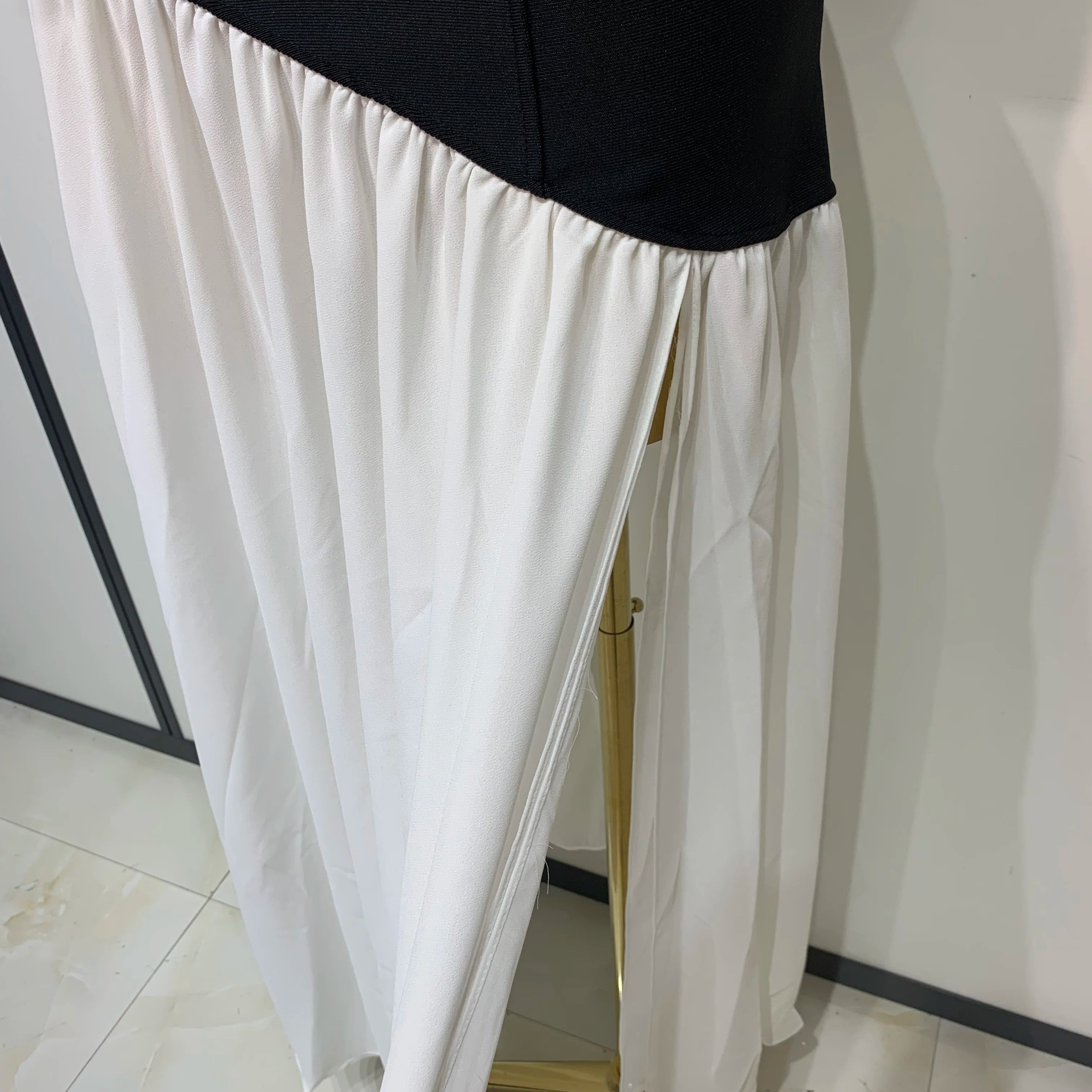 Sexy Strapless Backless Patchwork Maxi Long Bodycon Bandage Dress 2025 Celebrity Elegant Evening Party Luxury Birthday Dress