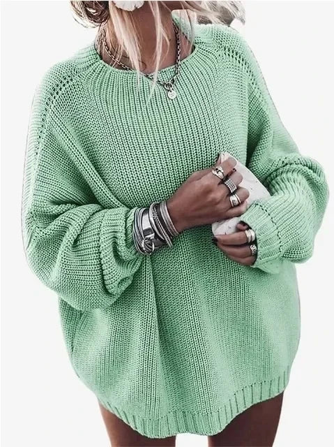 Fashion Oversized Sweaters Women Autumn Winter indie Warm Loose Pullovers Ladies Solid O-neck Long Sleeve Knitted Tops boho Gray 9