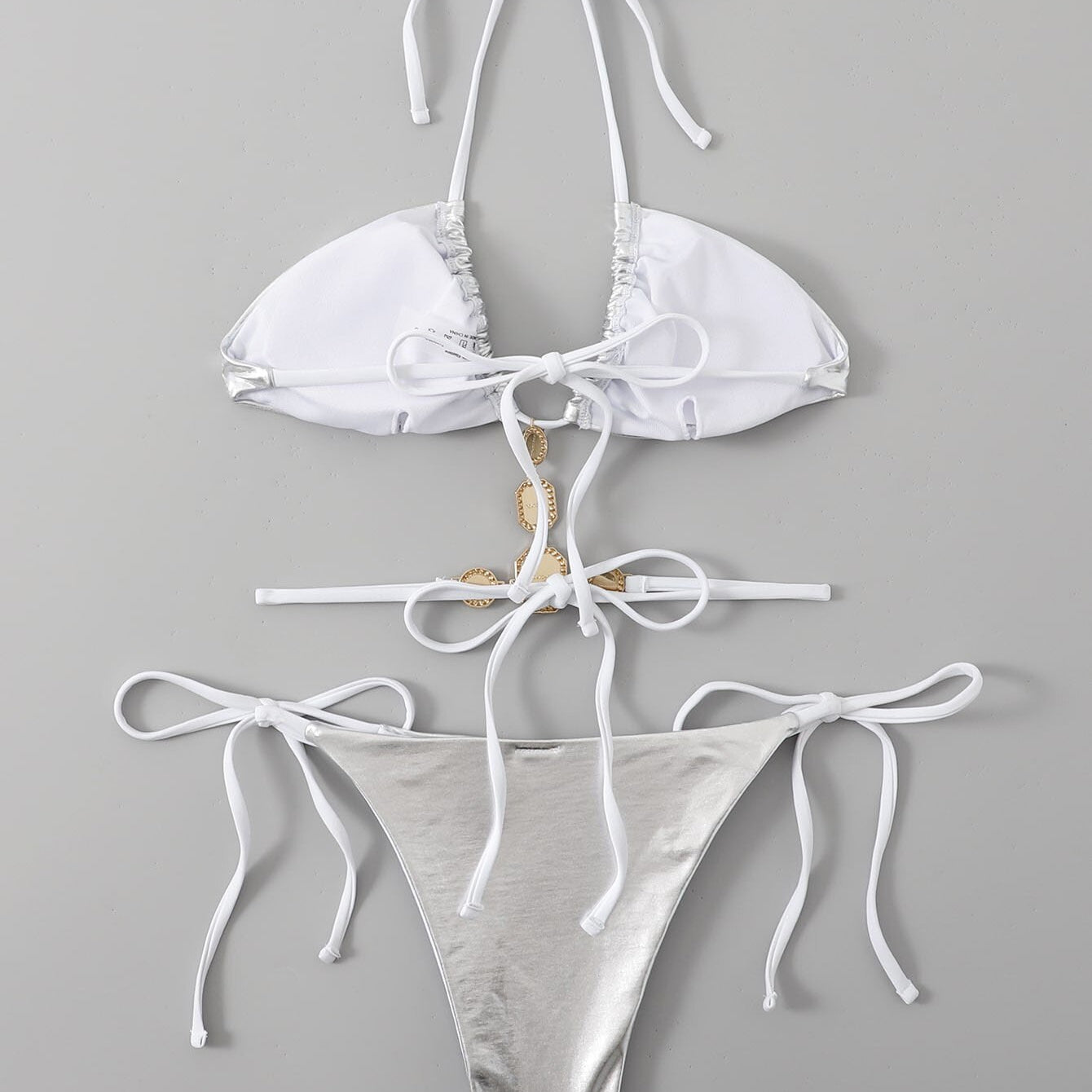 Push Up Gathered Bikini Sexy Halter Straps Crystal Diamond Swimsuit Brazilian Bandeau Rhinestone Swimwear