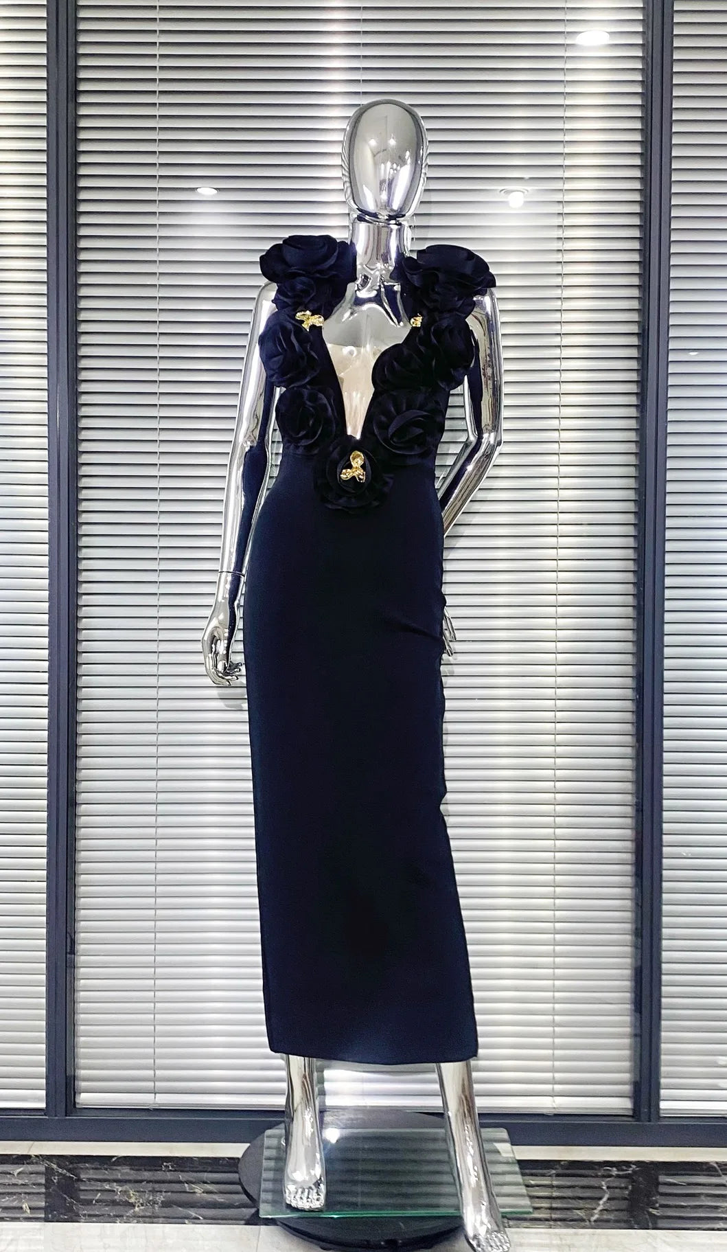 Red And Black Sexy Plow Cut Package Hip Floor Length Dress Graceful Woman Party Dress Cocktail Party Outfit