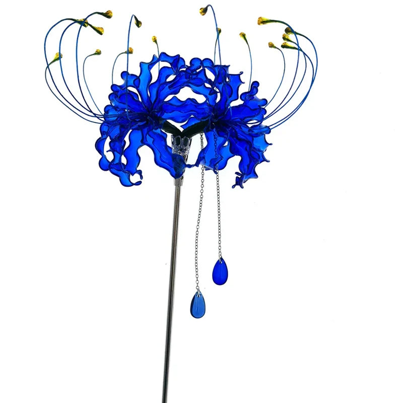 Handmade Lycoris Radiata Flower Hairpin Kanzashi Hair Stick for Kimono Hair Accessory Cosplay Decor Ornament Women Girl Jewelry a