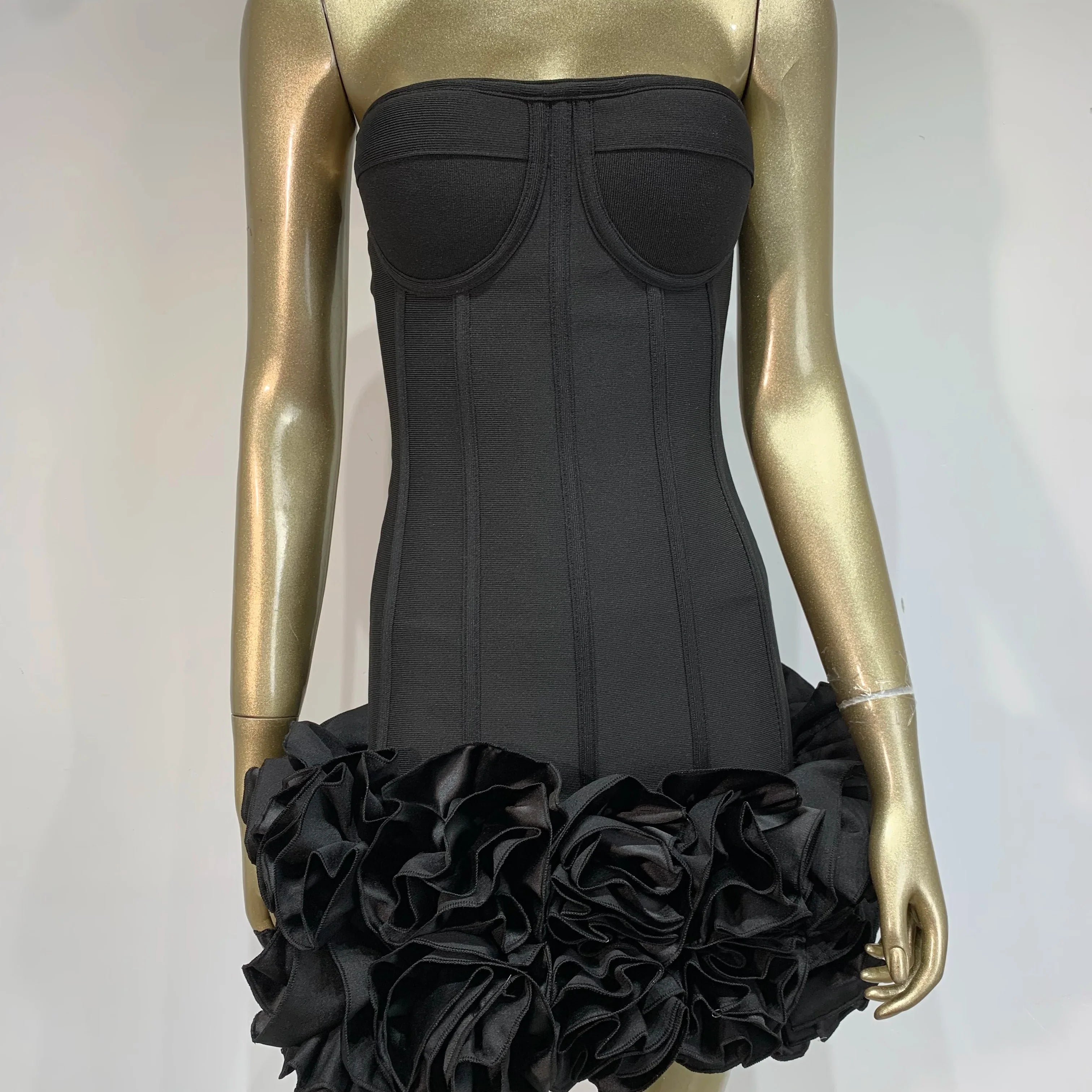 Ladies Sexy Strapless Backless Red Flower Mini Bandage Women Celebrity Dress 2025 Elegant Party Evening Club Vestido Clothing