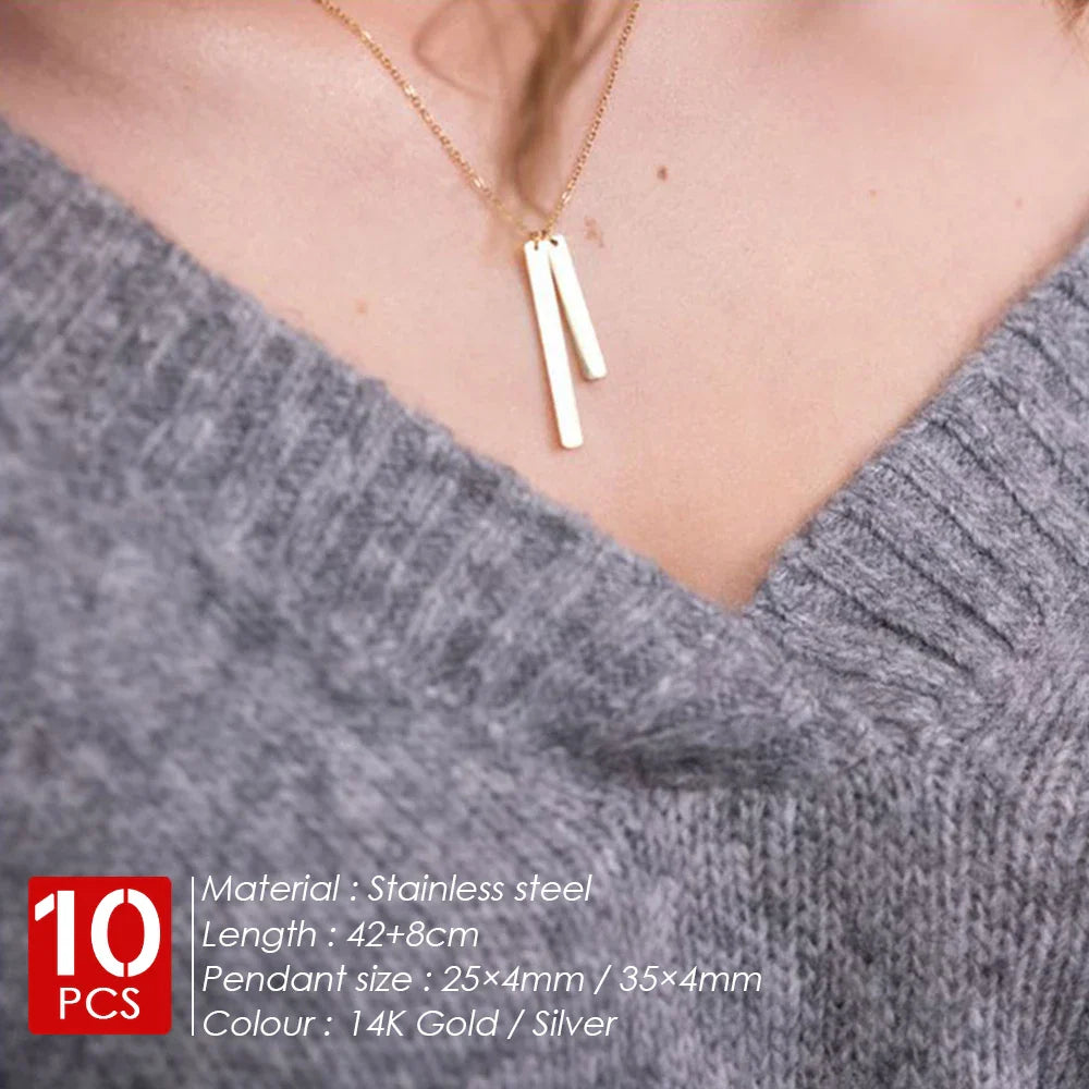 eManco 10PCS Stainless Steel Gold Color New Fashion Necklace Pendants Short Long Statement Women Minimalist Colar Gift Jewelry