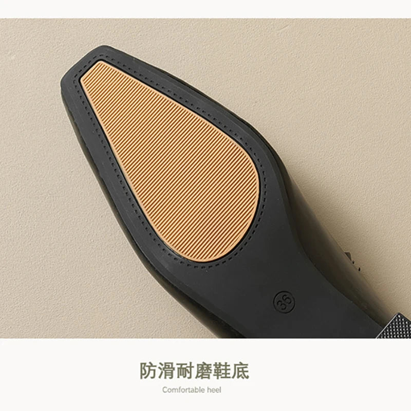 New spring women's outerwear shoes Square toe design Mary Jane shoes Ladies casual high heels Work boat shoes Large sizes 41-43