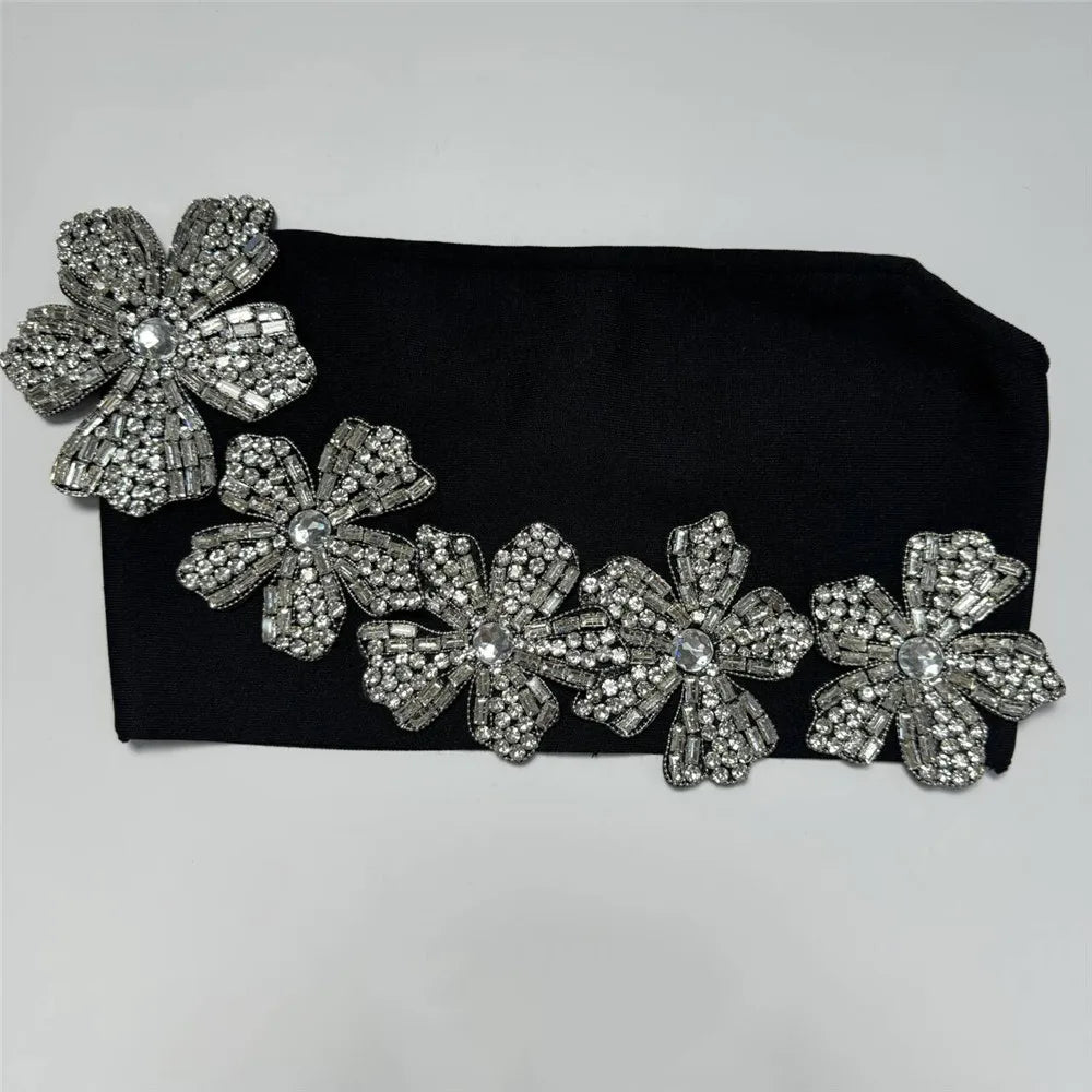 Top Women Sexy Off the Shoulder Crystal Tops 2 Pieces Bodycon Bandage Long Dress Celebrate Evening Party Birthday Dress