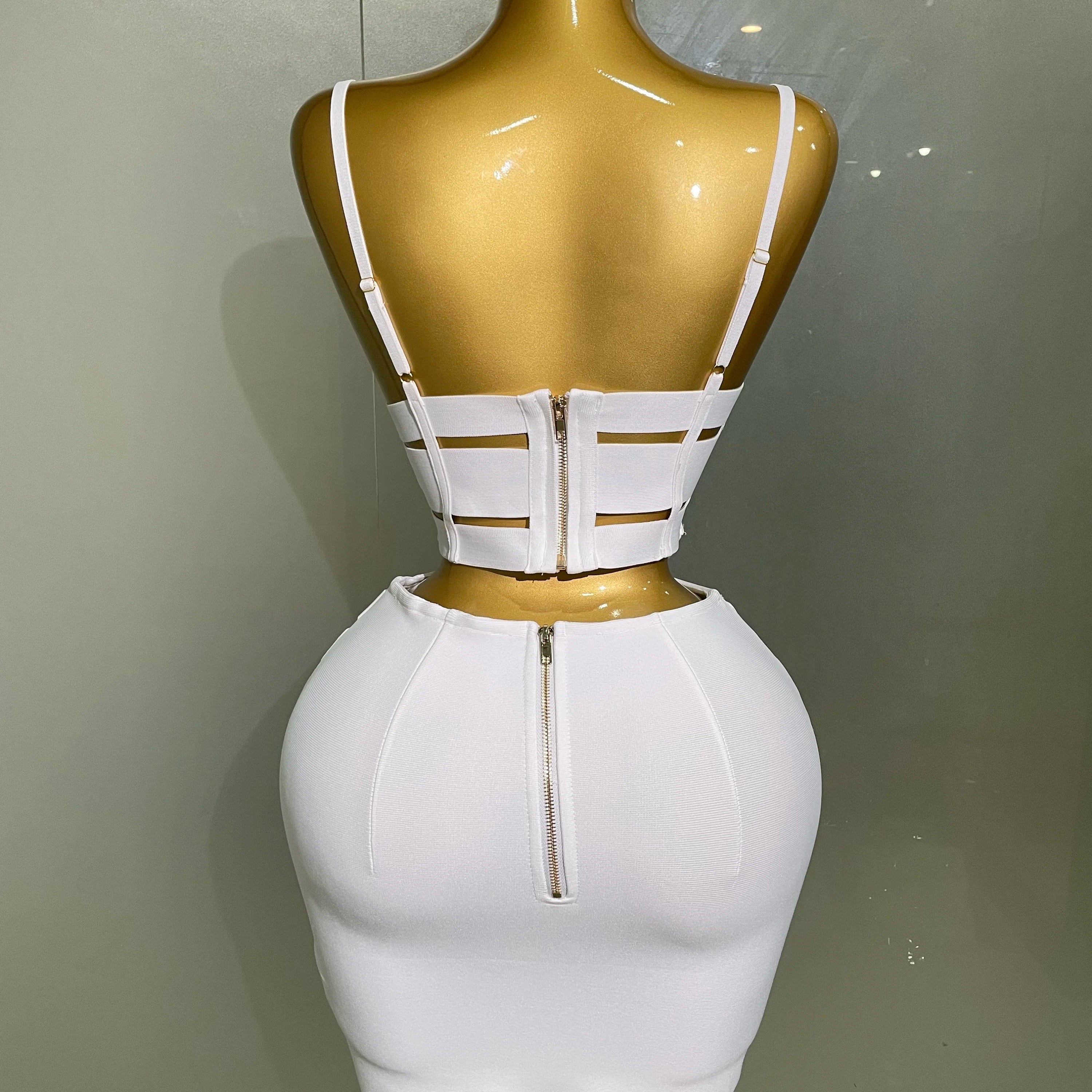 2025 Women Sexy Bandage Tops Fashion Pencil Skirts Set Nightclub Party Celebrate Women's Set