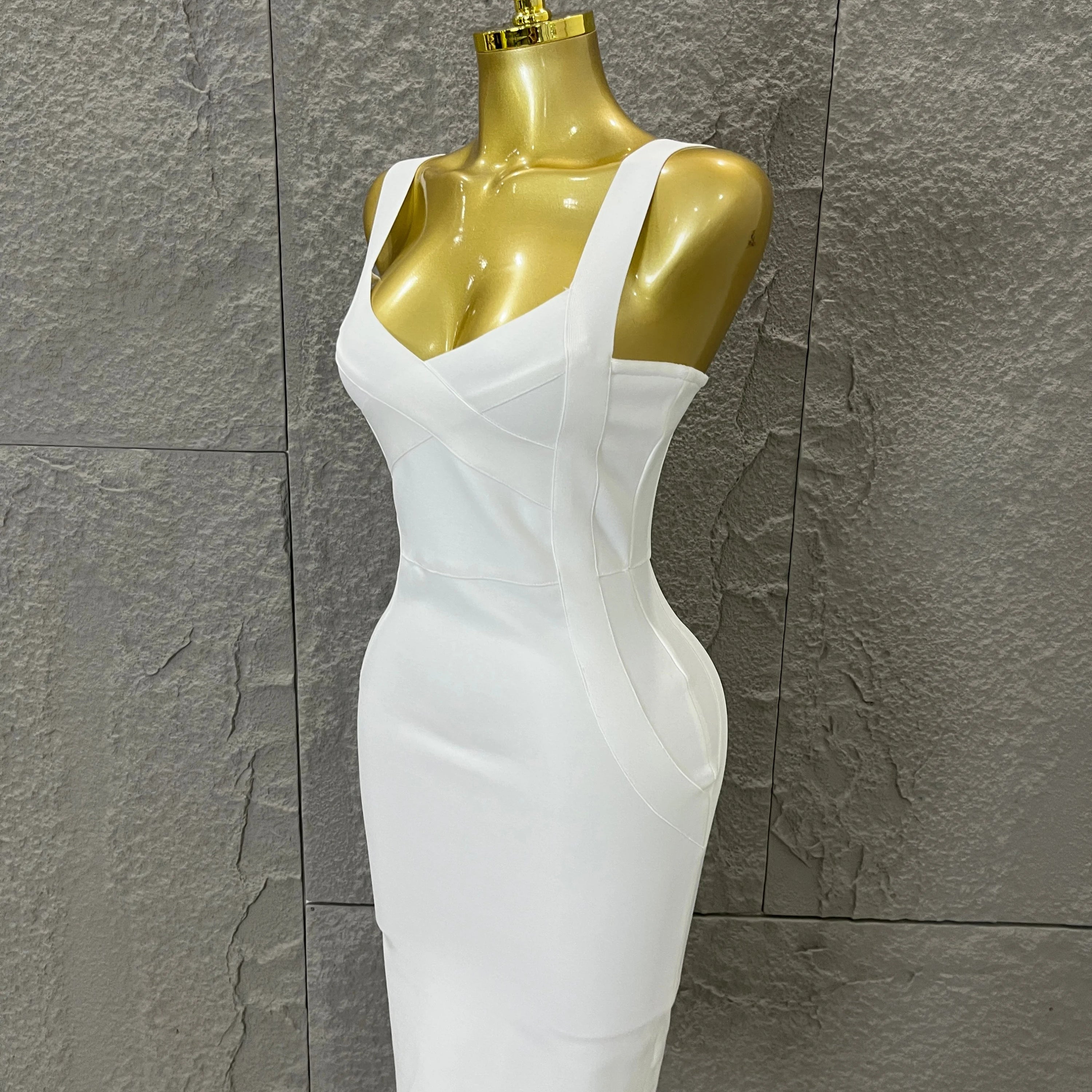 Elegant Sweetheart Neck Bandage Dress Crisscross Bust Slim Fit Midi Evening Banquet Formal Dinner Wedding Guest Cocktail Outfit