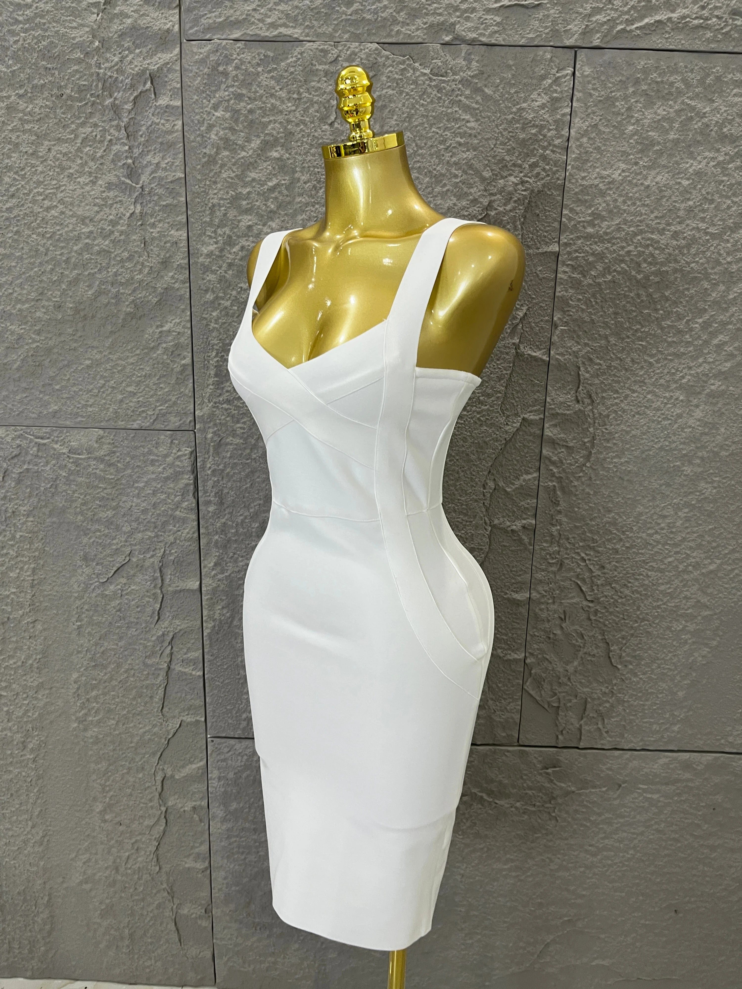 Elegant Sweetheart Neck Bandage Dress Crisscross Bust Slim Fit Midi Evening Banquet Formal Dinner Wedding Guest Cocktail Outfit
