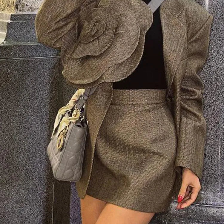 Patchwork Appliques Blazer For Women Notched Collar Long Sleeve Spliced Button Detachable Blazers Female Fashion