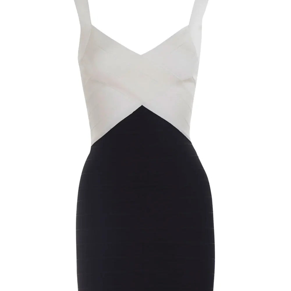2025 Spring Sexy Women's Color blocked Bandage Dress Camisole Sleeveless Bodycon Mini Dresses Cocktail Evening Party Vestidos black