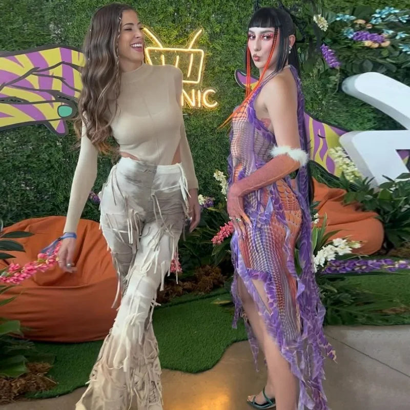 Gtpdpllt 3d Print Asymmetrical Fringed Dress Sexy Summer Outfits For Women Rave Festival Outfits Deep V Backless Short Dresses