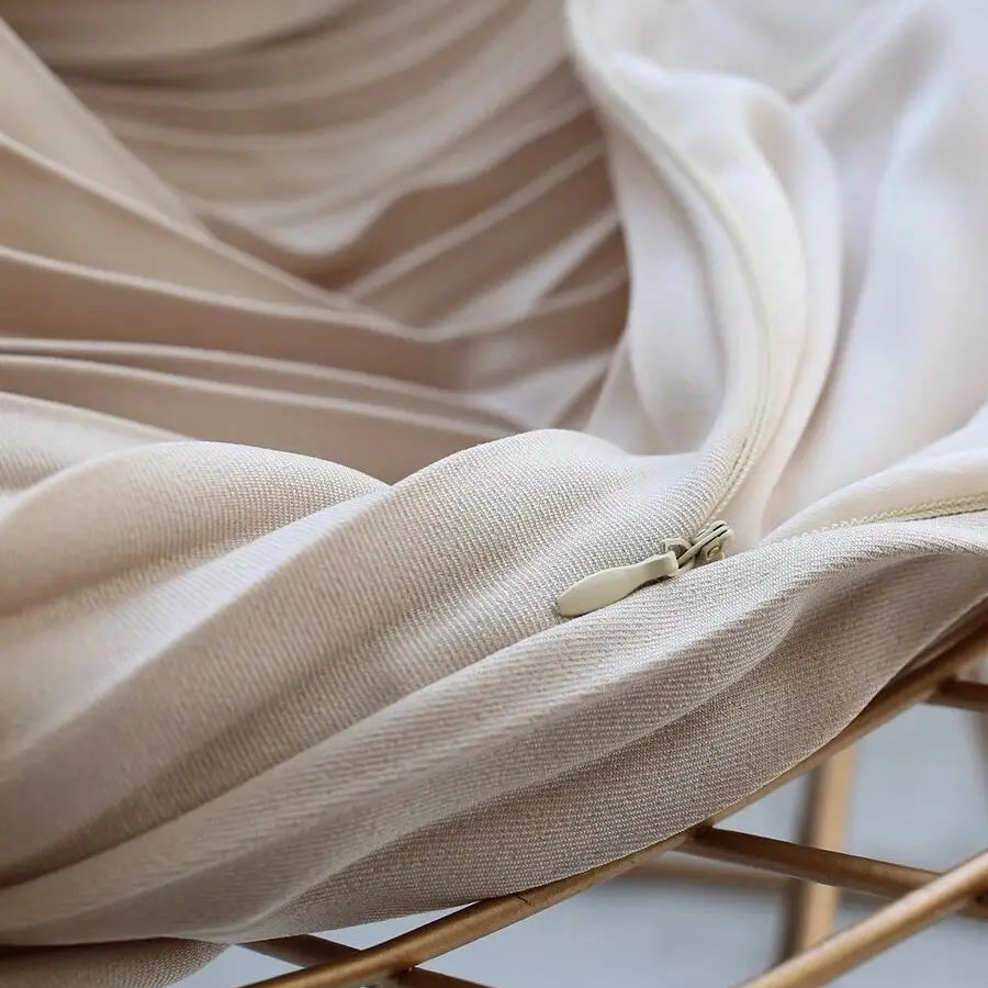 Brand Designer Women Spring Autumn Elegant Chic Solid Pleated Skirt High Waist Luxury Fashion With Elastic Female C-035