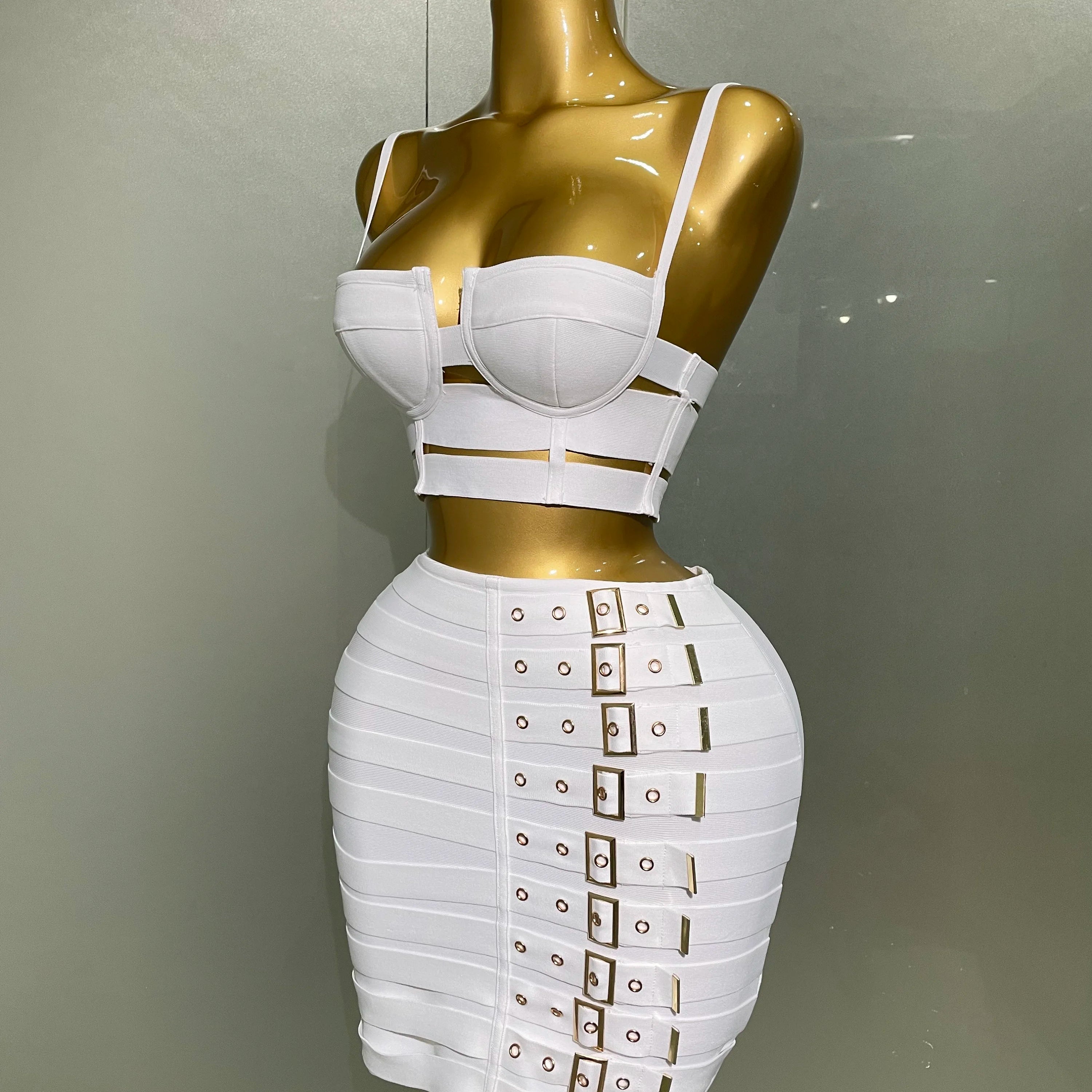 2025 Women Sexy Bandage Tops Fashion Pencil Skirts Set Nightclub Party Celebrate Women's Set