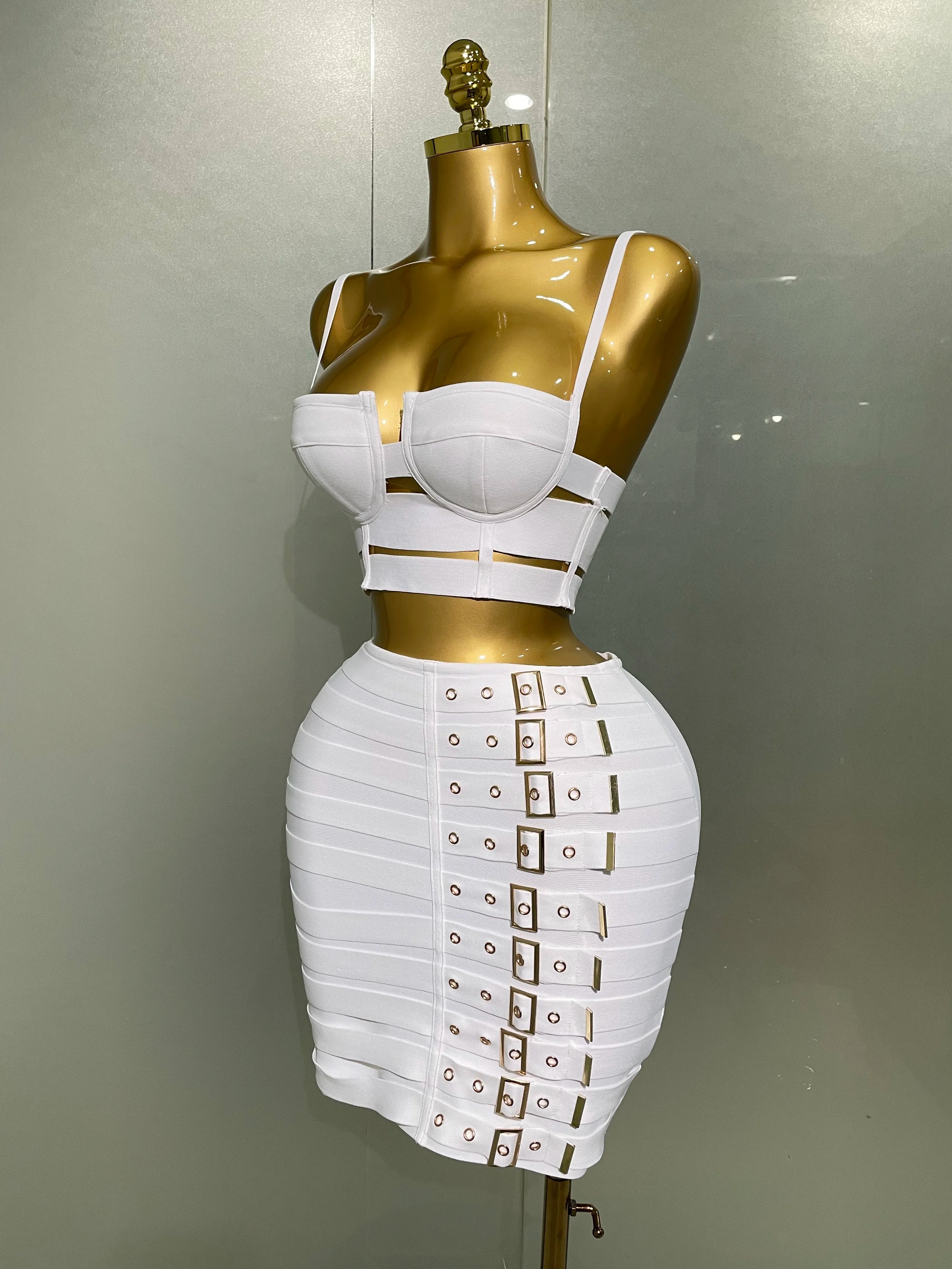 2025 Women Sexy Bandage Tops Fashion Pencil Skirts Set Nightclub Party Celebrate Women's Set