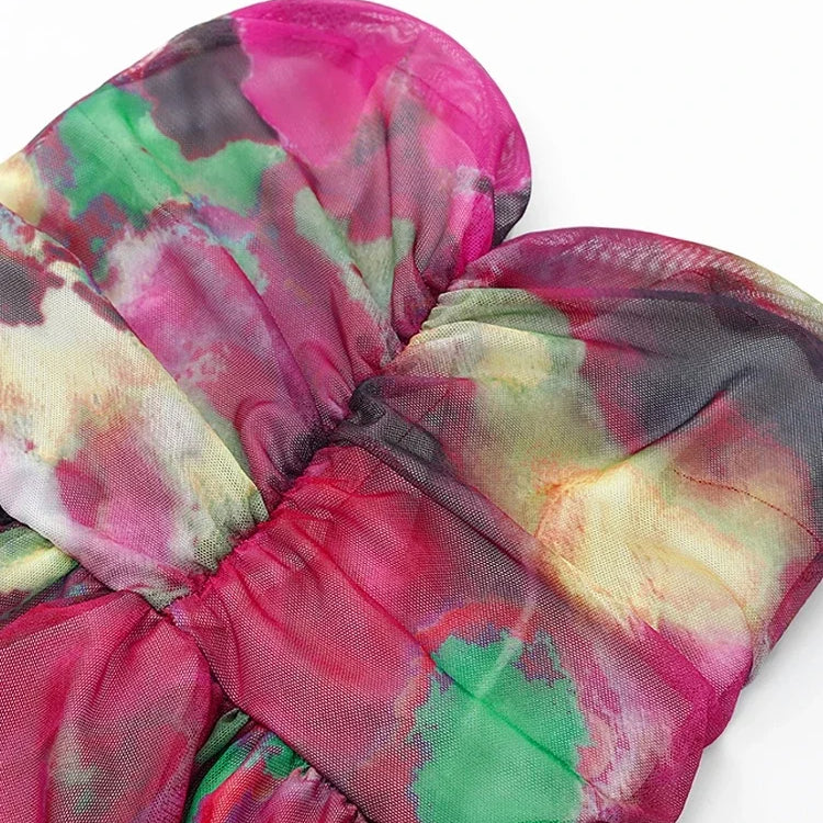 Colorful Strapless Long Dress Women Elegant Backless Patchwork Bodycon Dresses Summer Female Club Party Evening Vestidos