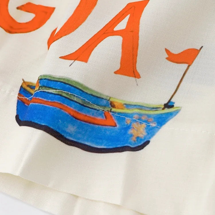 Plant Flowers Birds Printed 2 Pieces Set Women Holiday Short Sleeve Button Up V-neck Shirts Top Suit High Waist Shorts Outfits