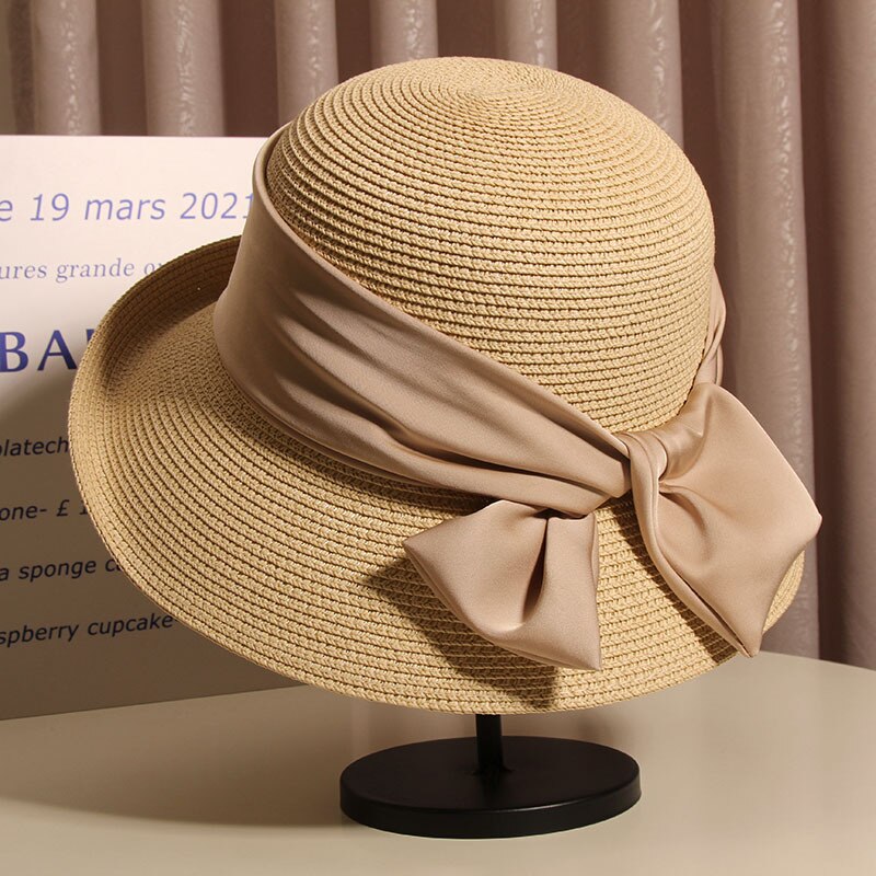 Women's hats for the sun Beach outing Luxury straw hat sunhat Golf cap summer new panama Visor Fashion elegant women caps 2024 2 56-58cm