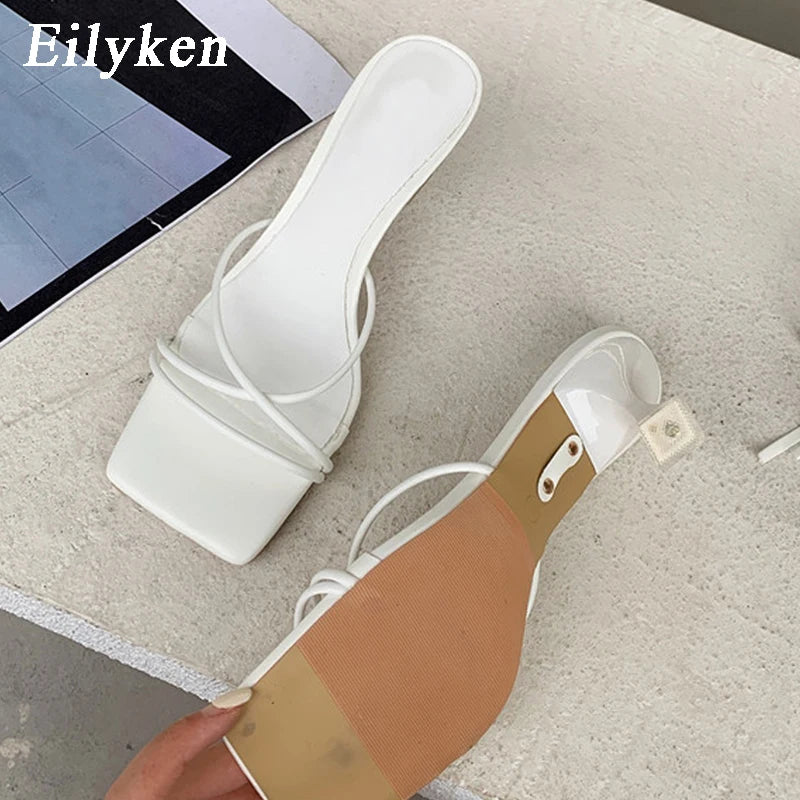Eilyken Fashion Gold Silver Sandals Thin Low Heel Lace Up Rome Summer Gladiator Women Casual Narrow Band Shoes White