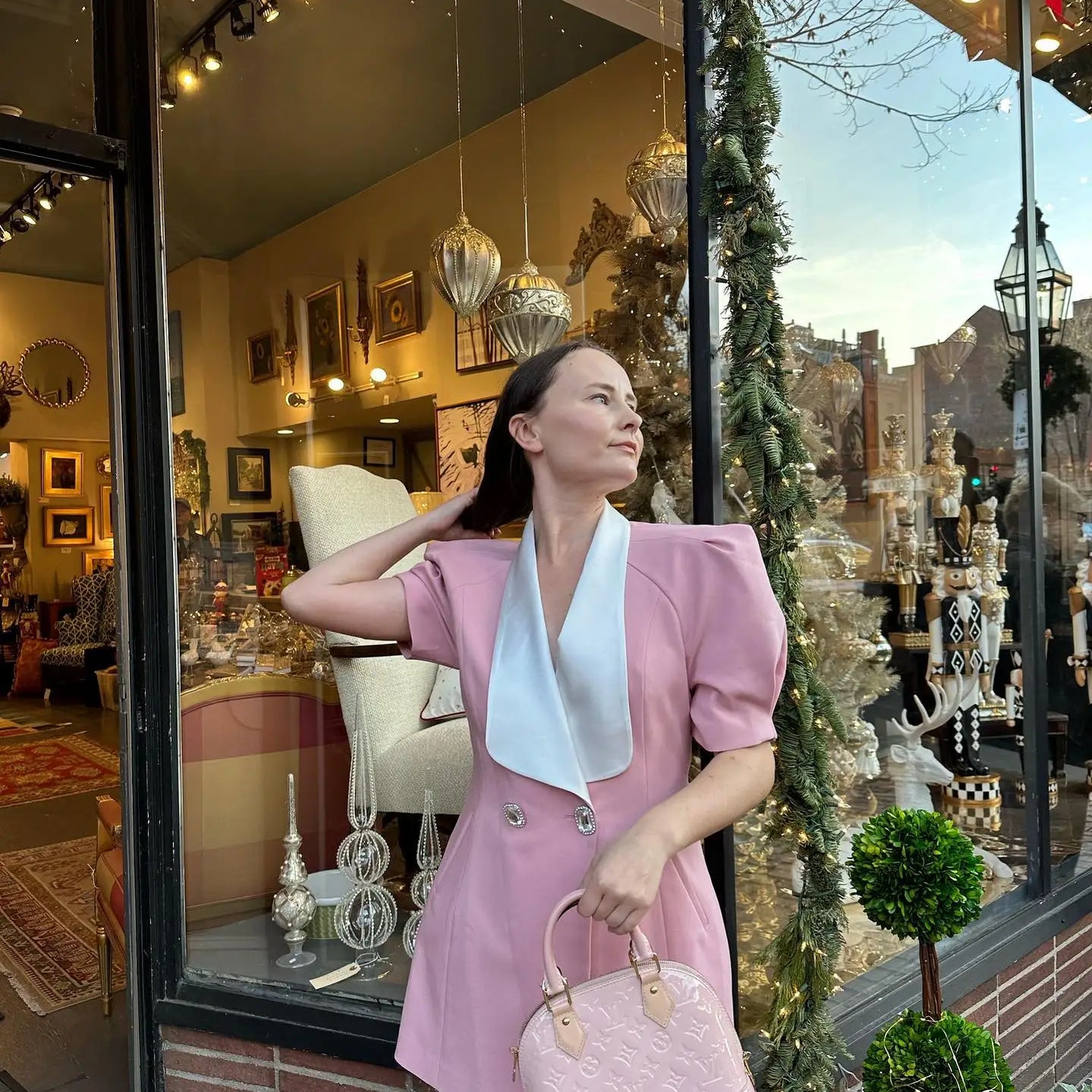 Sexy V Neck Puff Sleeve Back Bow Mini Dress Women Fashion Button Decor Slim Fit Dresses Elegant Female Banquet Vestidos Pink