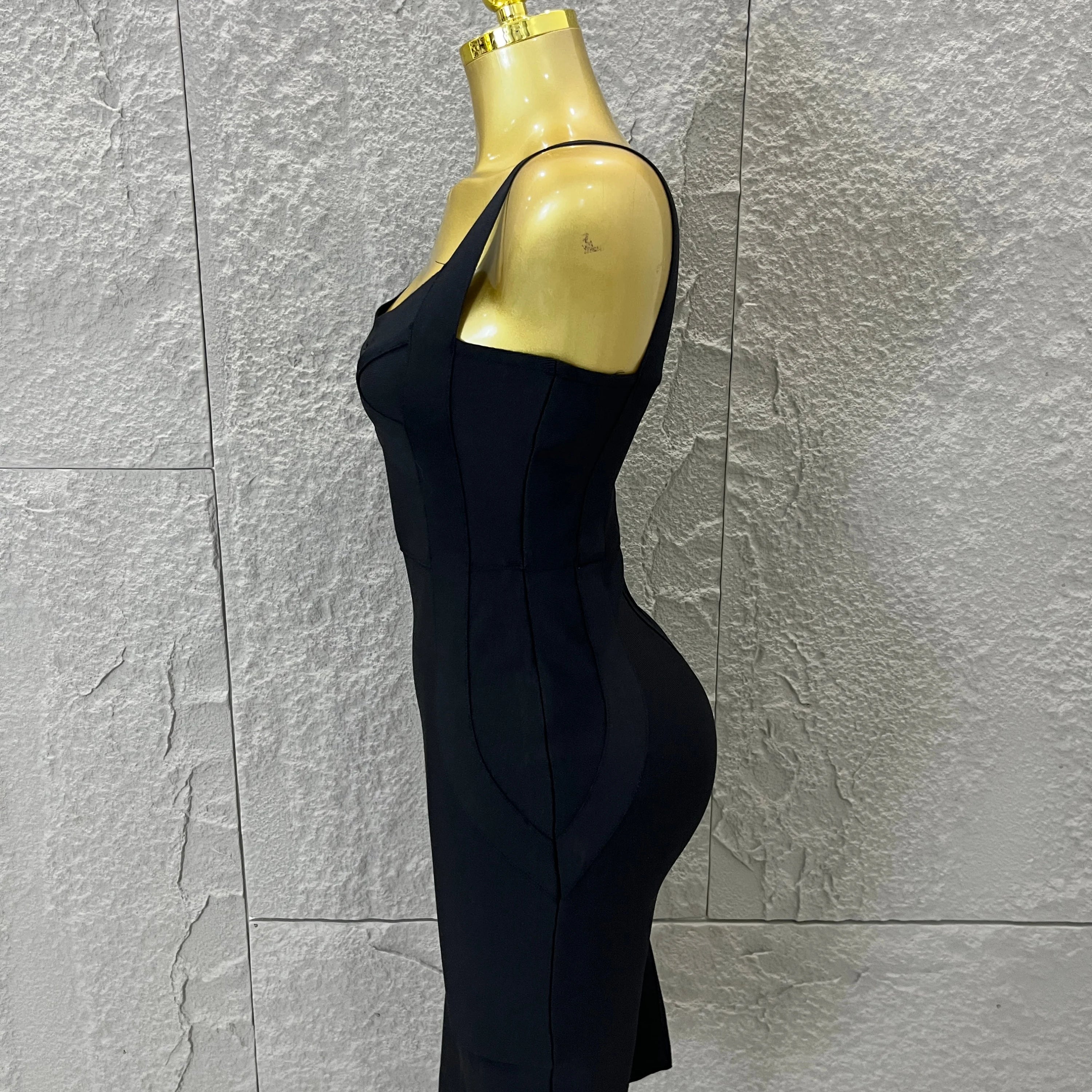 Elegant Sweetheart Neck Bandage Dress Crisscross Bust Slim Fit Midi Evening Banquet Formal Dinner Wedding Guest Cocktail Outfit