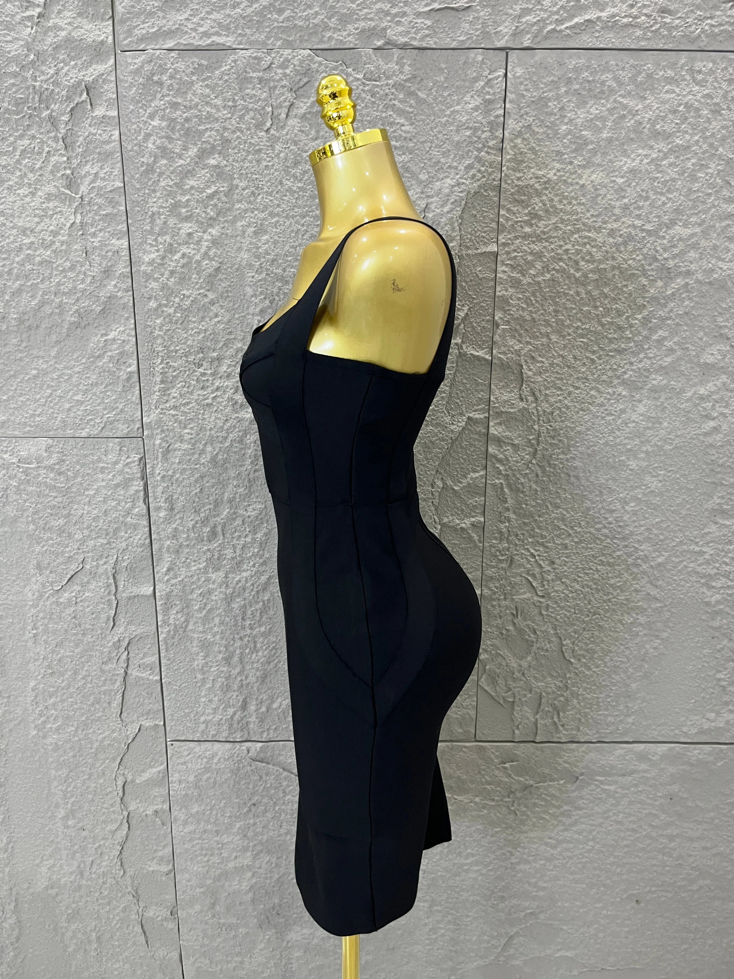 Elegant Sweetheart Neck Bandage Dress Crisscross Bust Slim Fit Midi Evening Banquet Formal Dinner Wedding Guest Cocktail Outfit